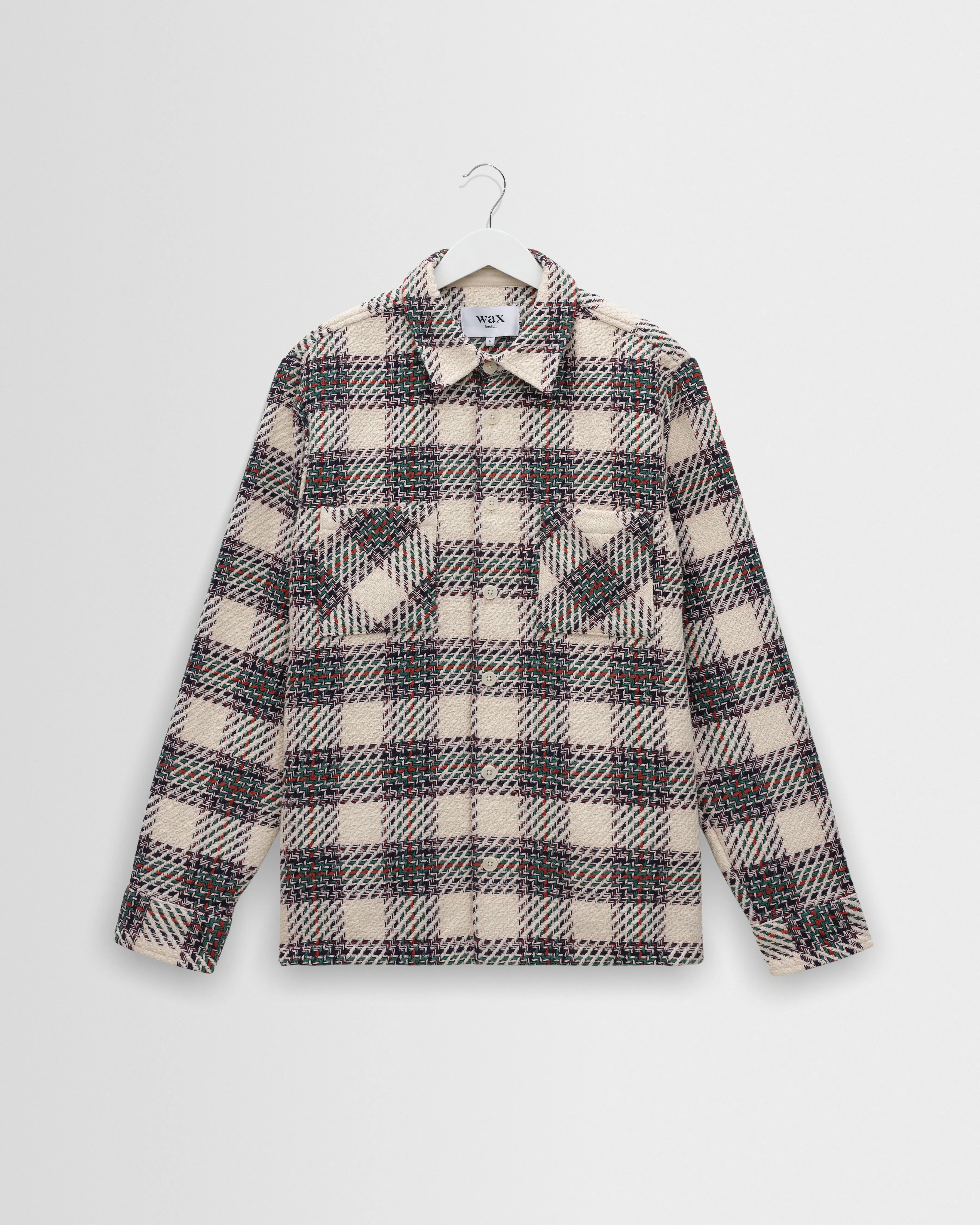 Whiting - Ecru And Green Hutton Check Overshirt sold by Wax London