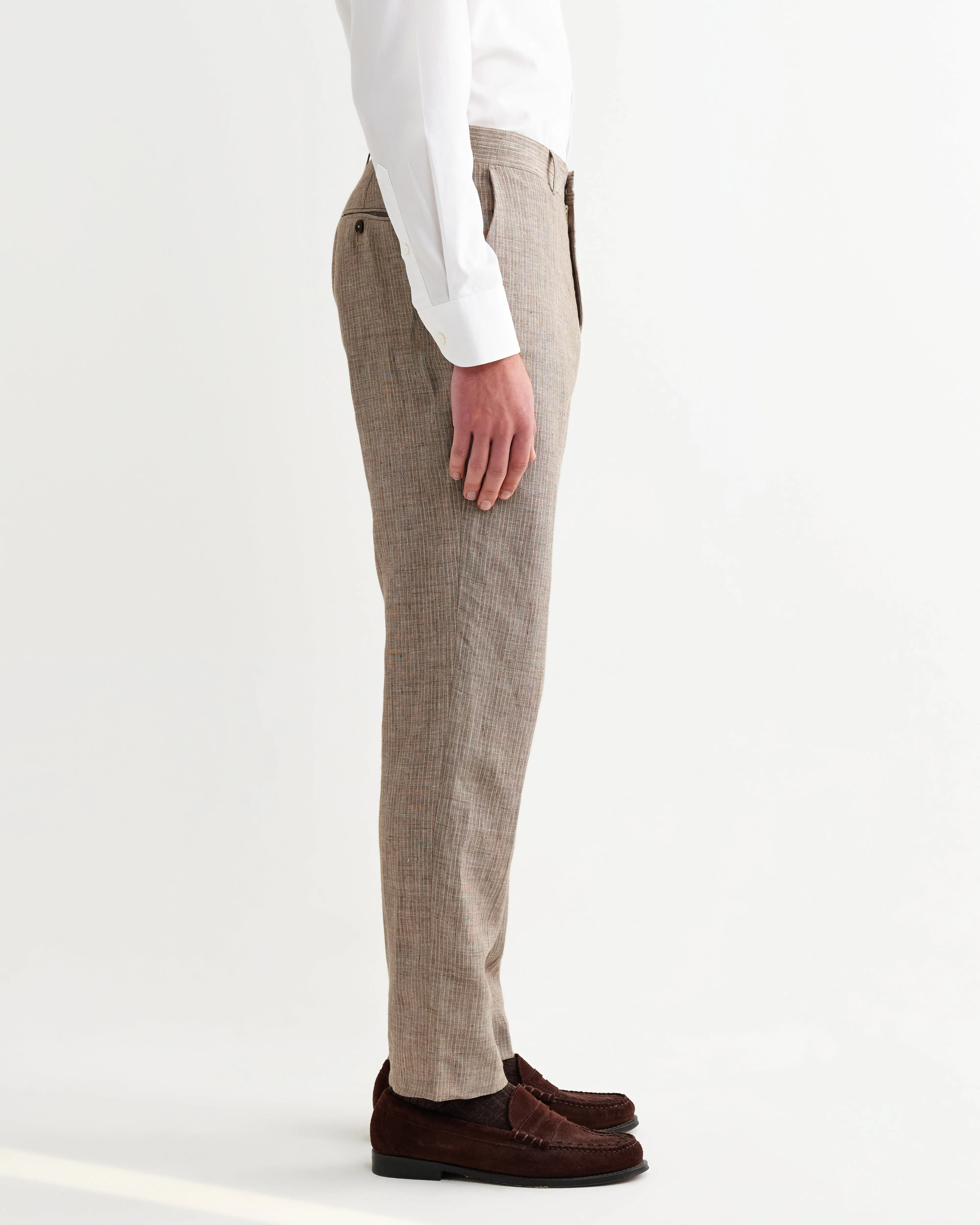 Alp - Natural And Brown Stripe Linen Trousers sold by Wax London product image thumbnail 5