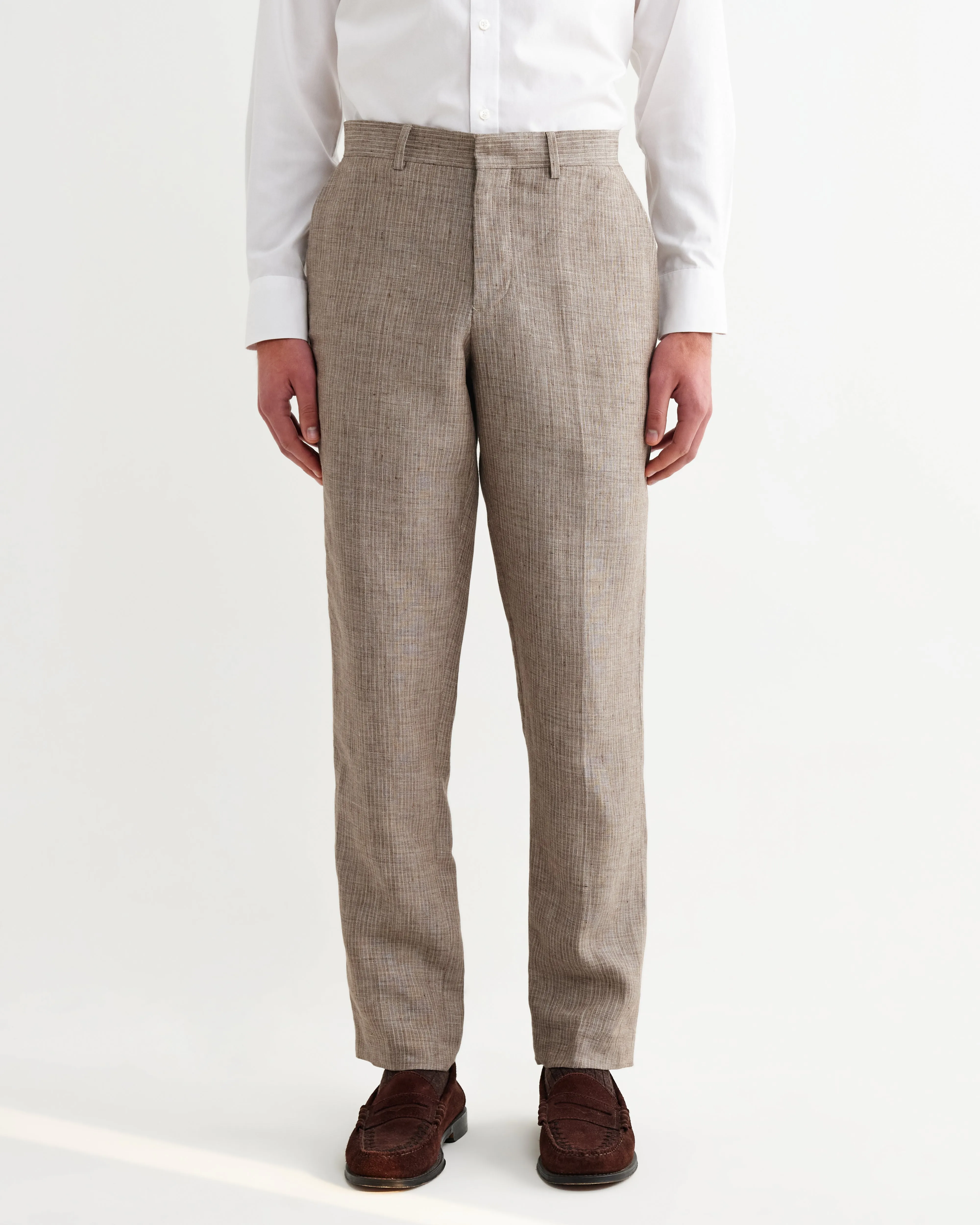Alp - Natural And Brown Stripe Linen Trousers sold by Wax London product image thumbnail 4