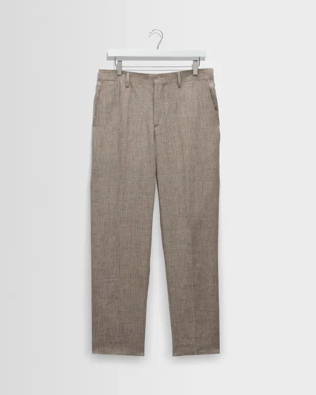 Alp - Natural And Brown Stripe Linen Trousers made by Wax London