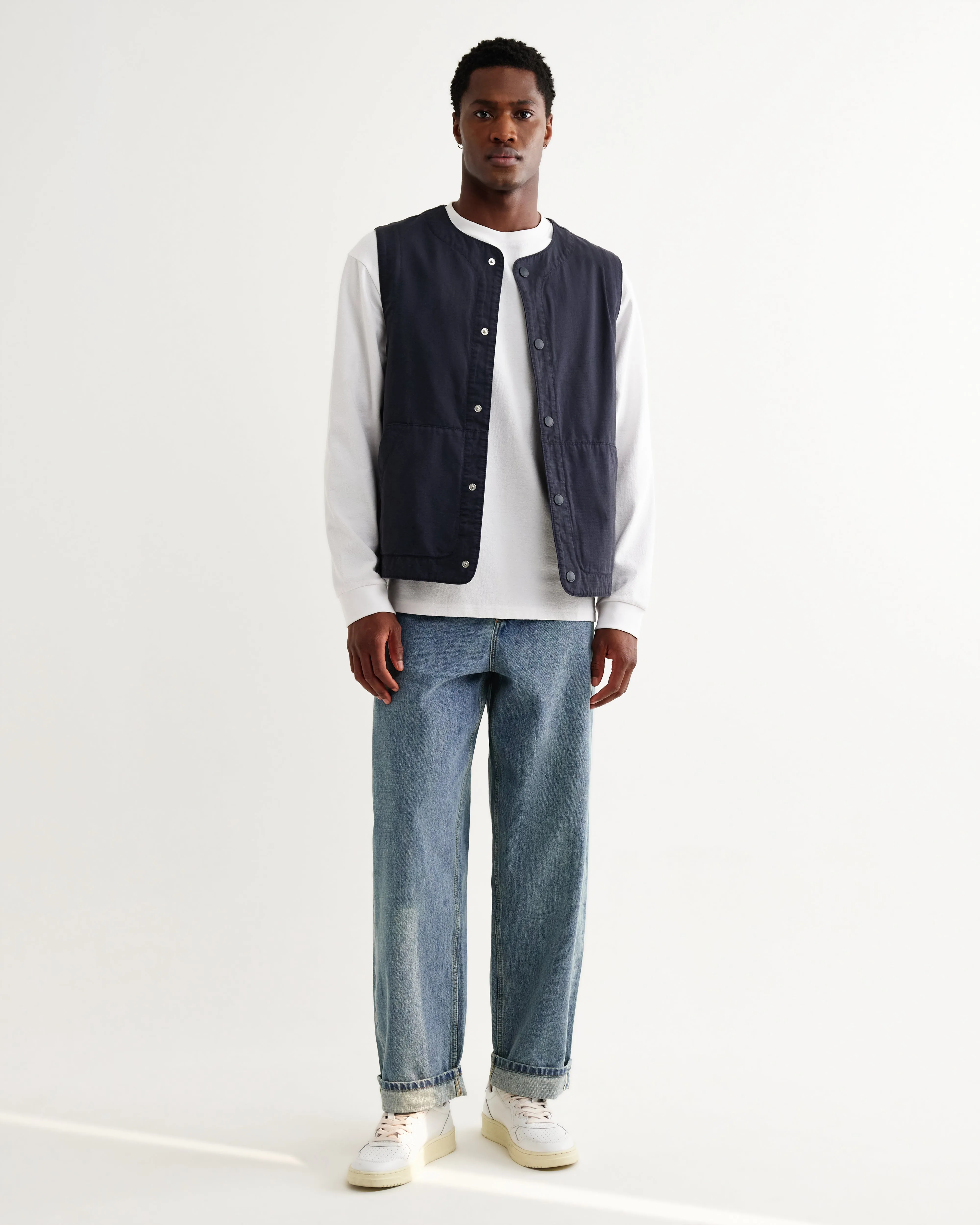 Jedd - Navy Organic Cotton Ripstop Gilet sold by Wax London product image thumbnail 5