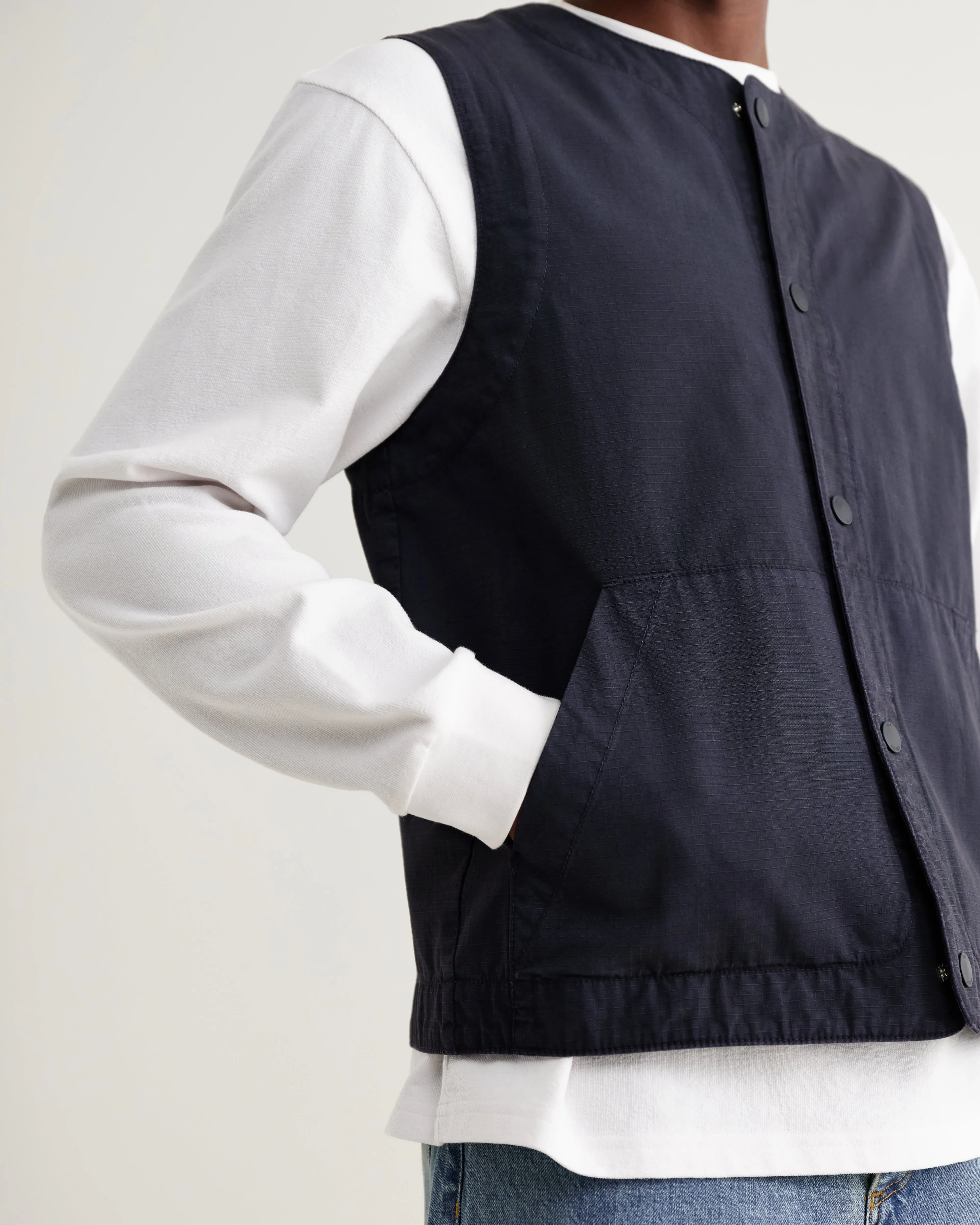 Jedd - Navy Organic Cotton Ripstop Gilet sold by Wax London product image thumbnail 4