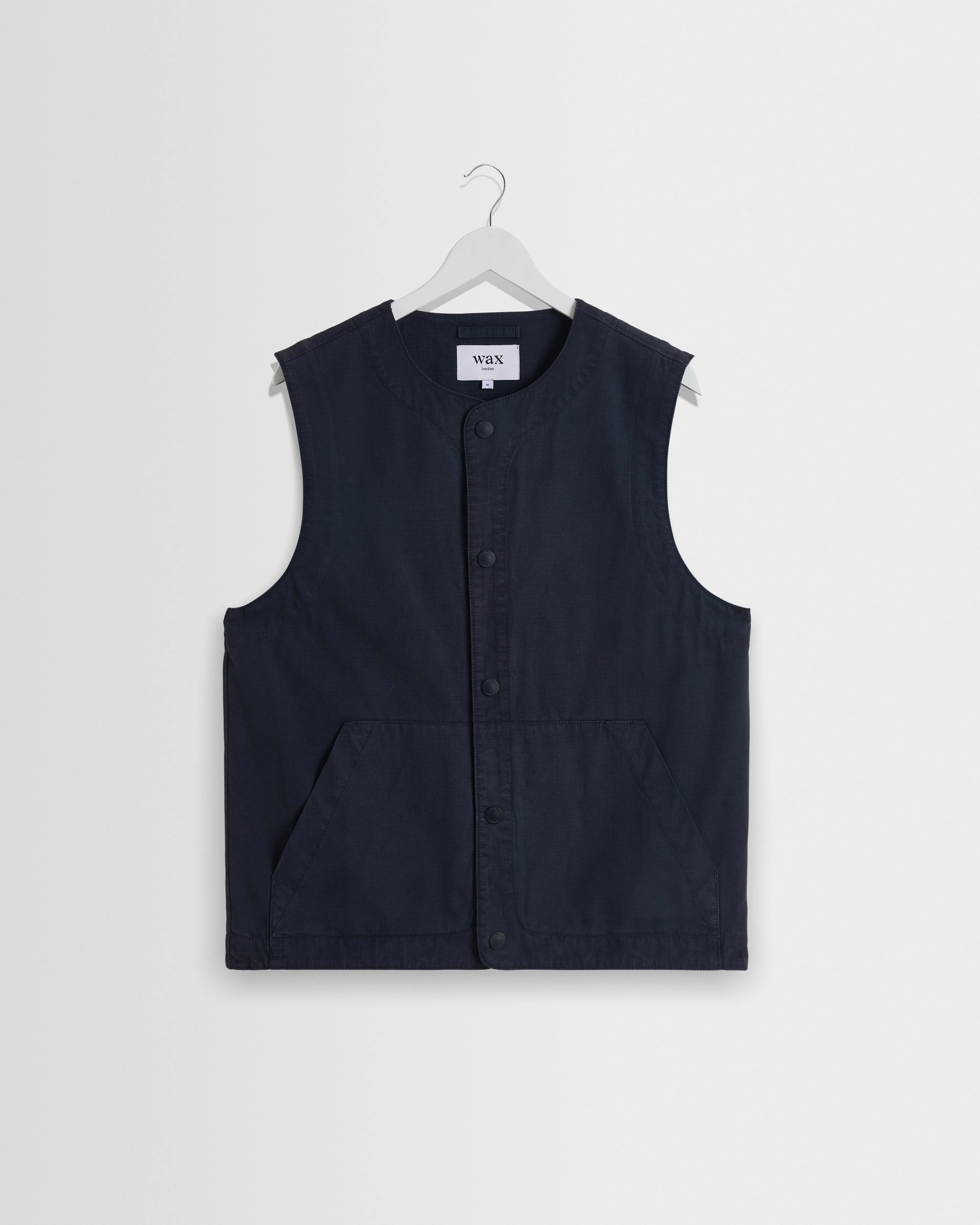 Jedd - Navy Organic Cotton Ripstop Gilet sold by Wax London