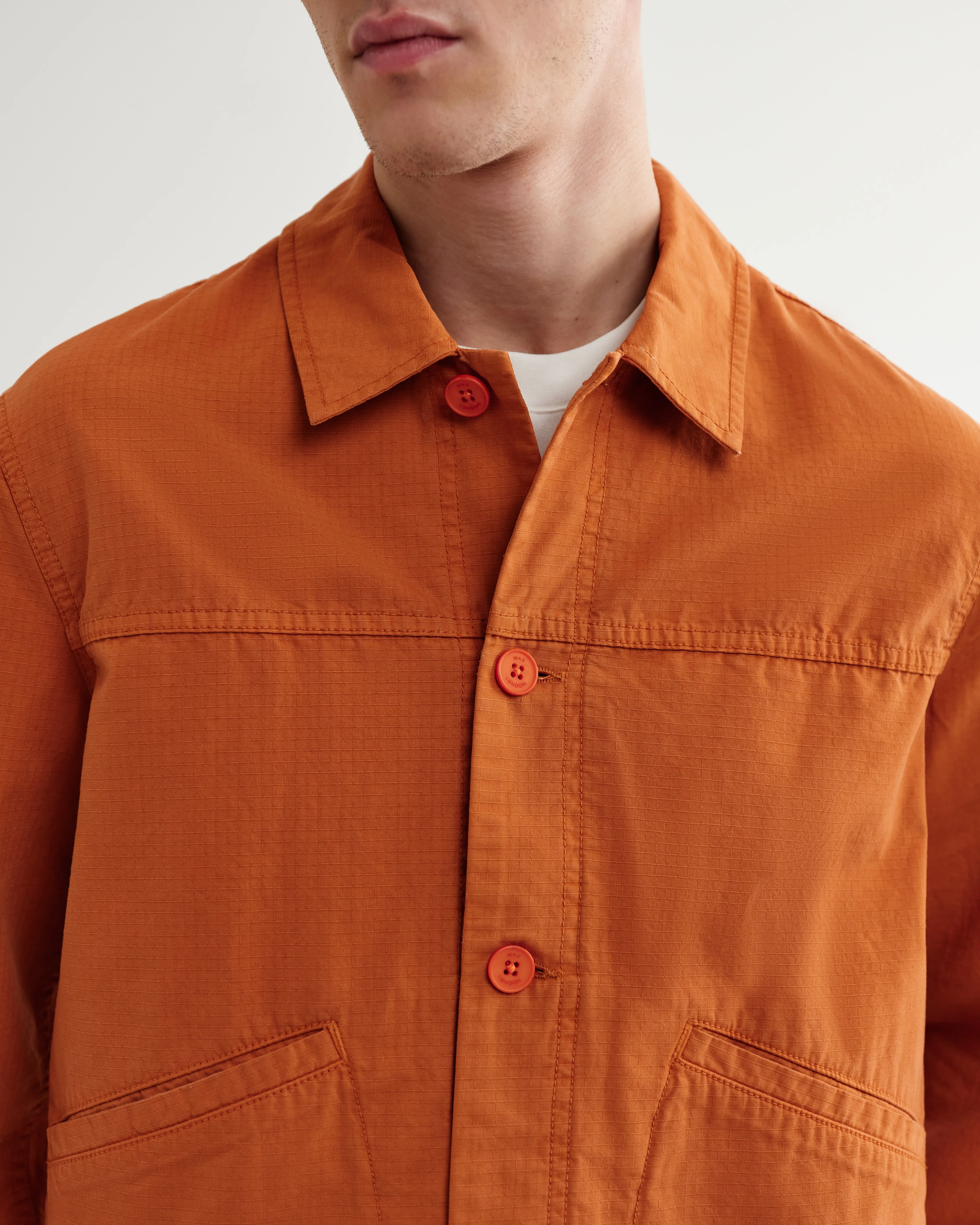 Barton - Orange Organic Cotton Ripstop Jacket sold by Wax London product image thumbnail 3