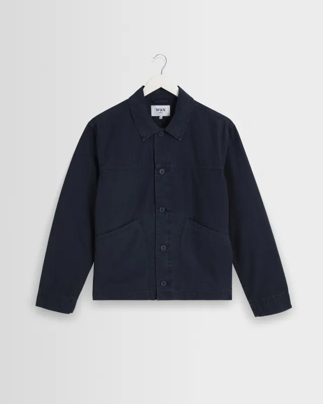 Barton - Navy Organic Cotton Ripstop Jacket made by Wax London
