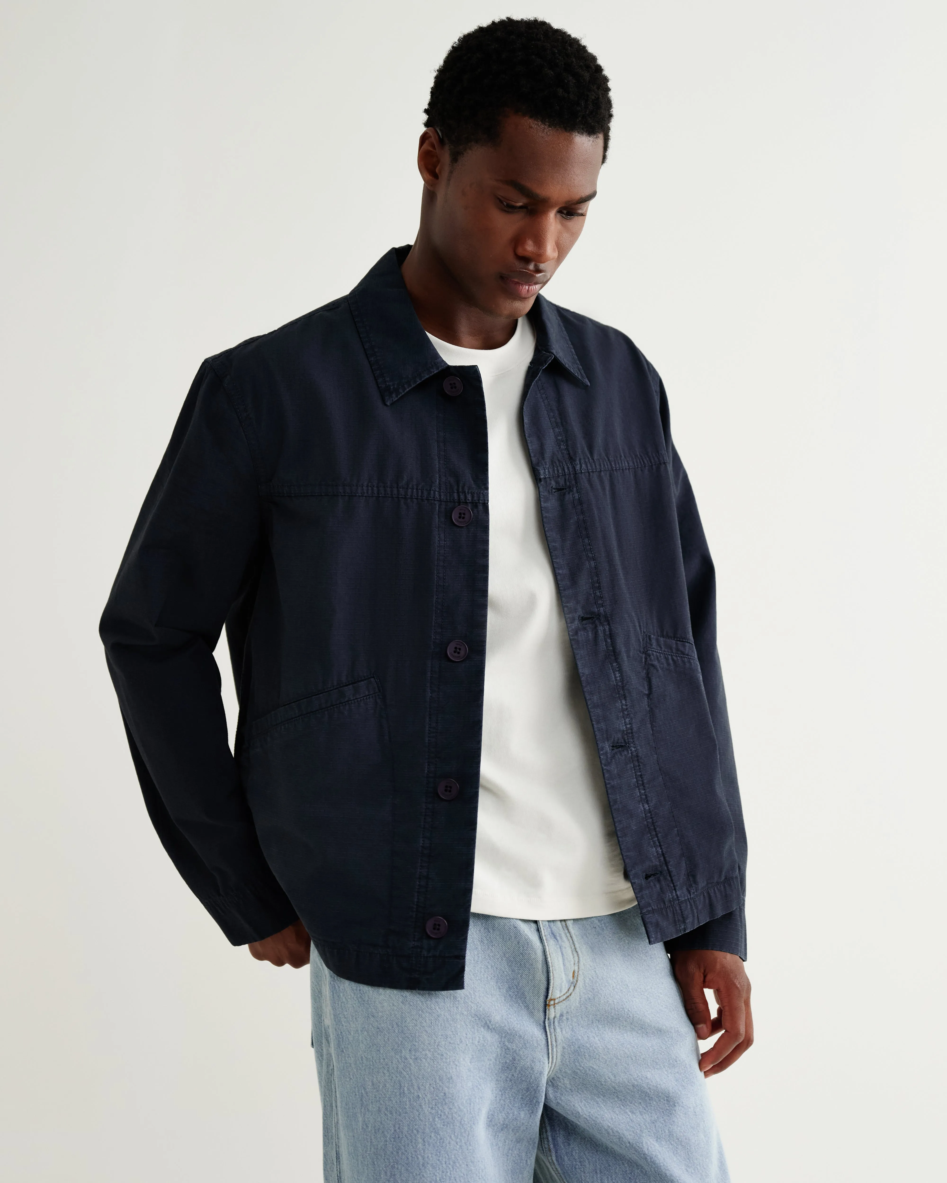 Barton - Navy Organic Cotton Ripstop Jacket sold by Wax London product image thumbnail 2