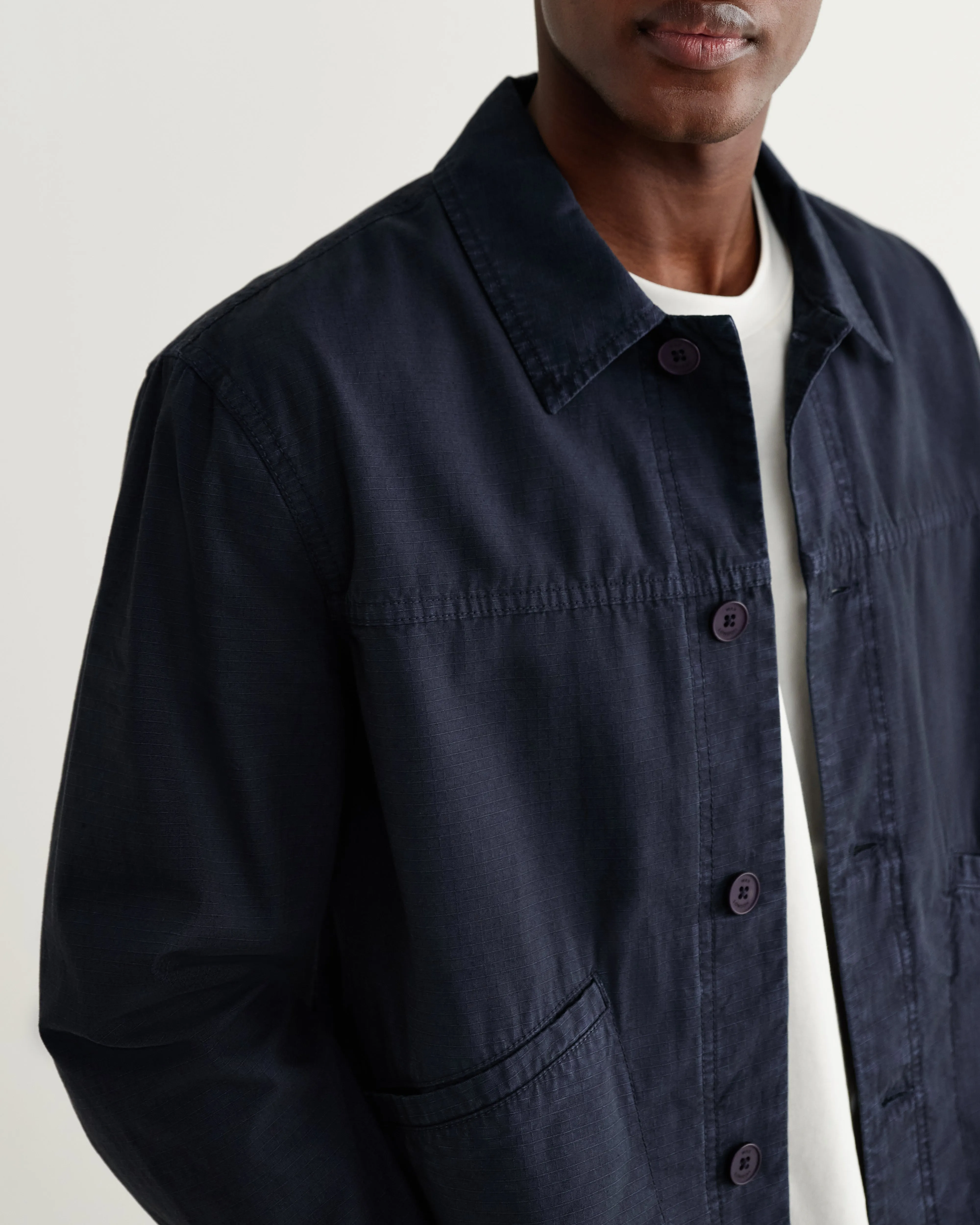 Barton - Navy Organic Cotton Ripstop Jacket sold by Wax London product image thumbnail 3