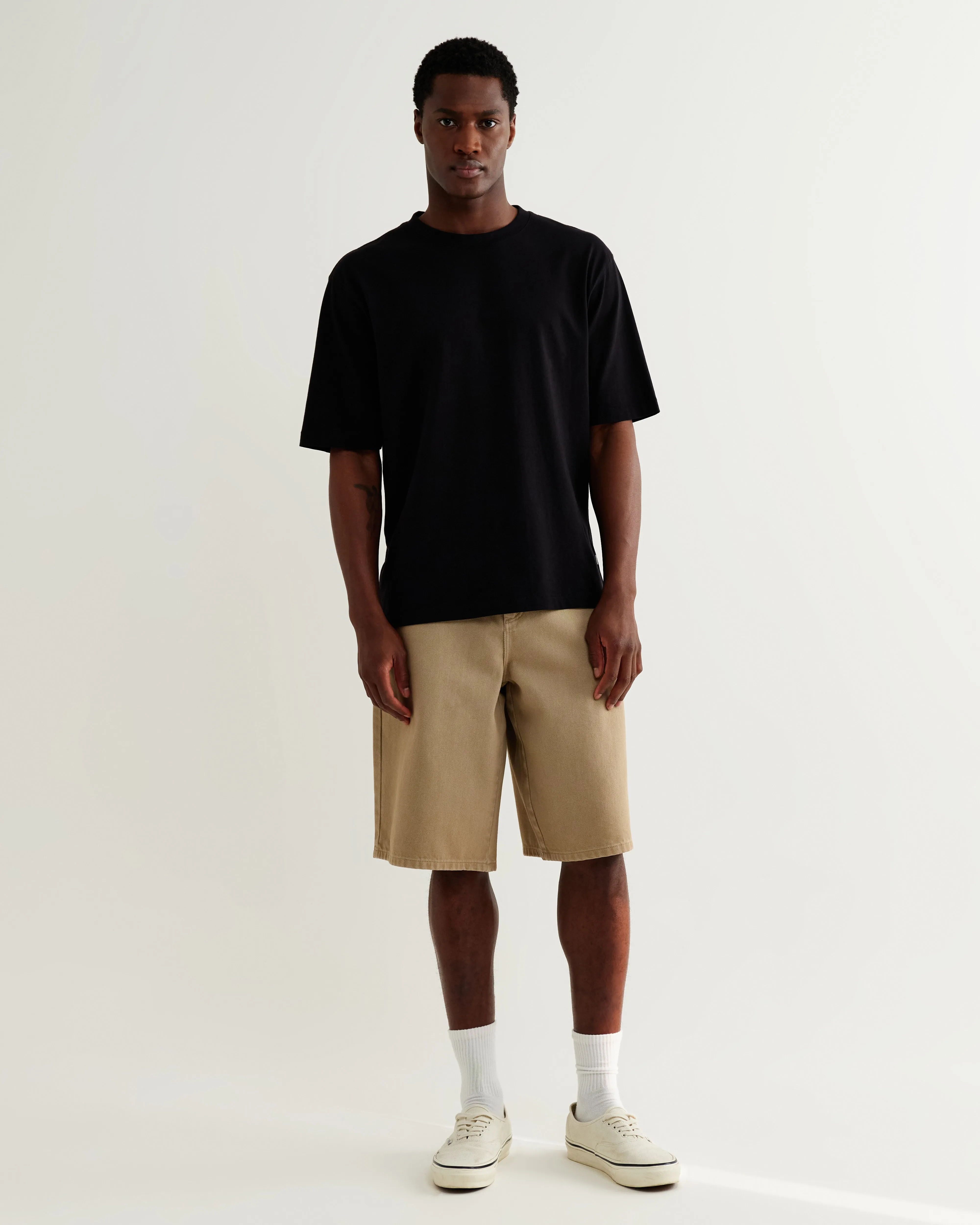 Luca - Washed Beige Organic Cotton Denim Shorts sold by Wax London product image thumbnail 3