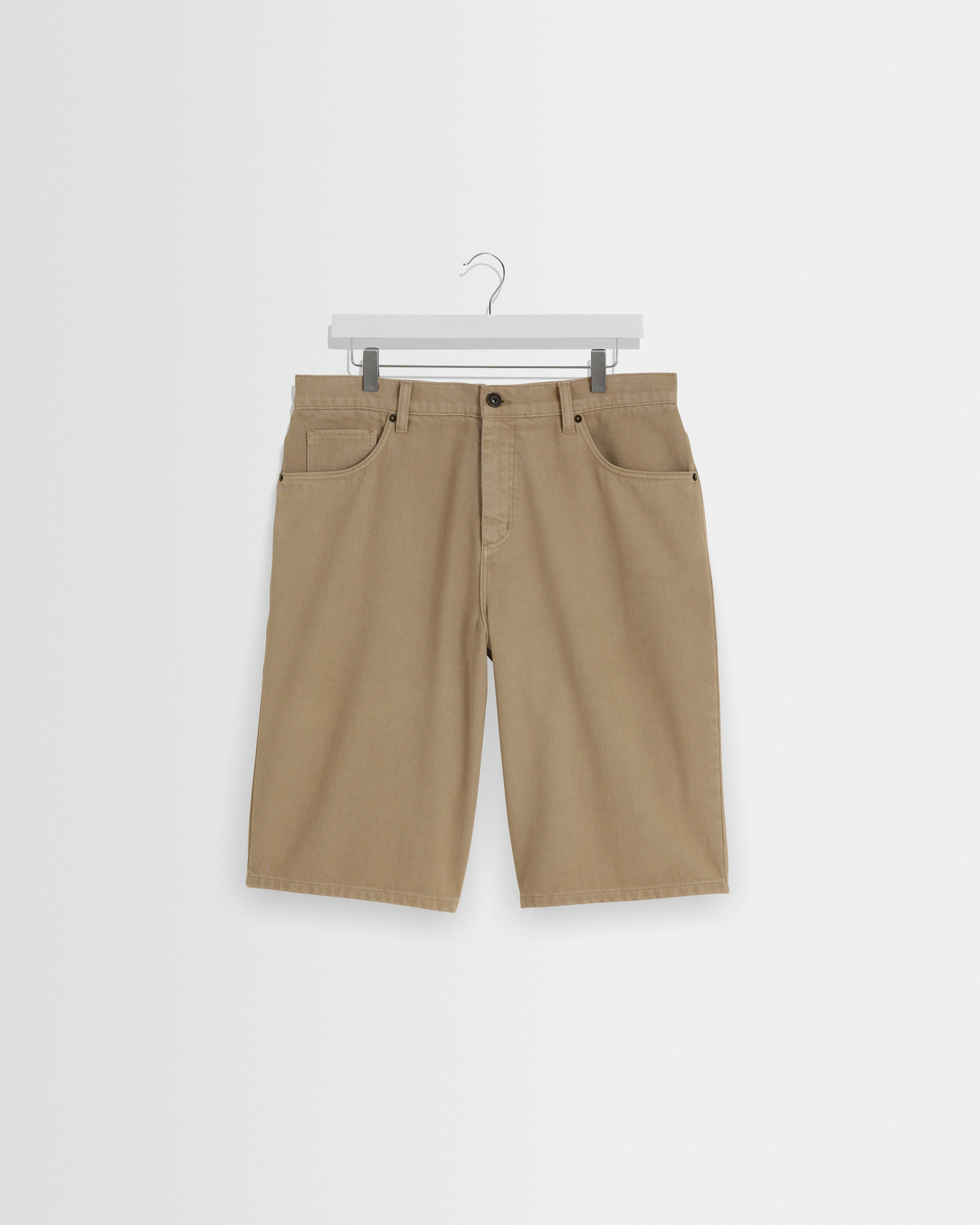 Luca - Washed Beige Organic Cotton Denim Shorts sold by Wax London