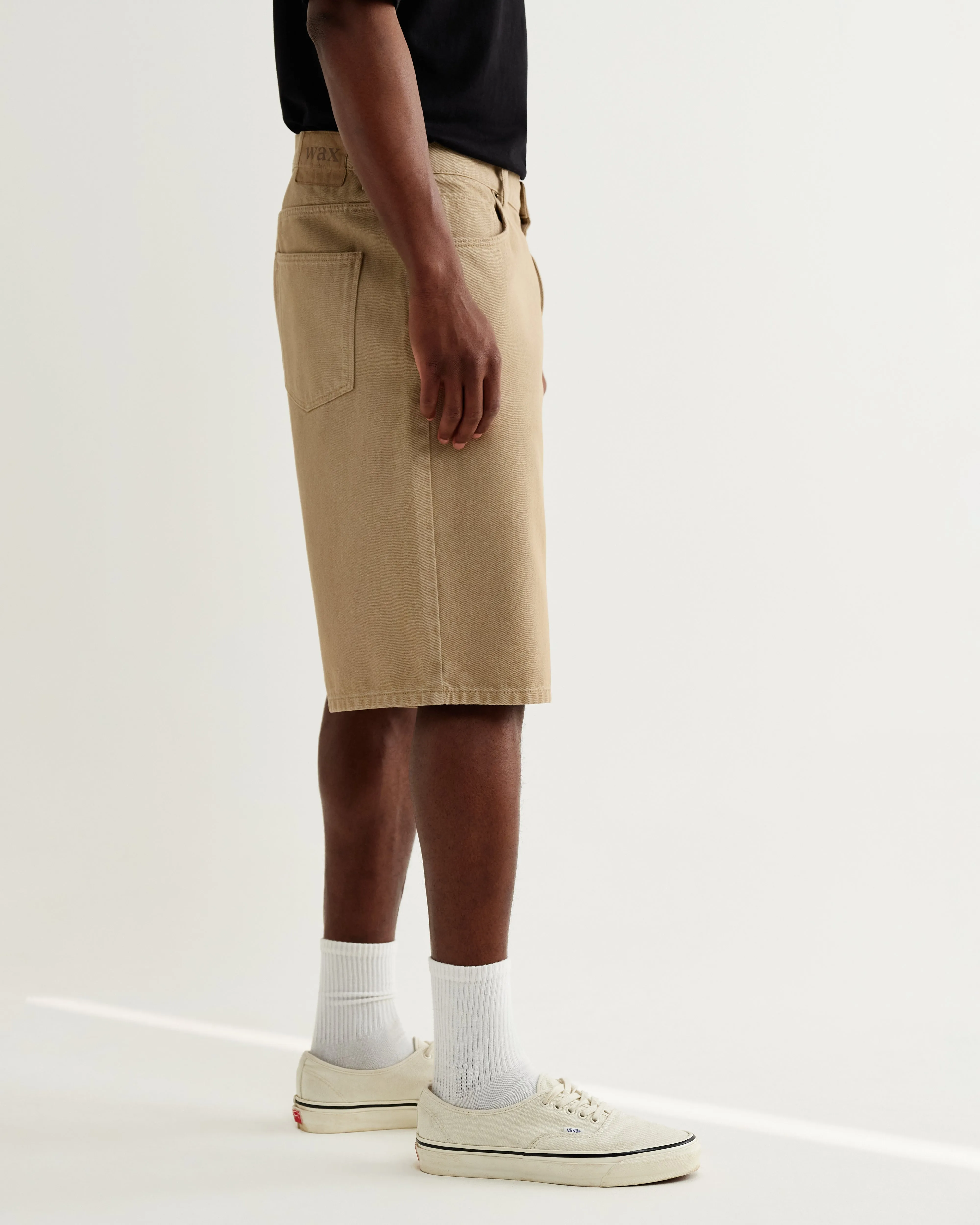 Luca - Washed Beige Organic Cotton Denim Shorts sold by Wax London product image thumbnail 5