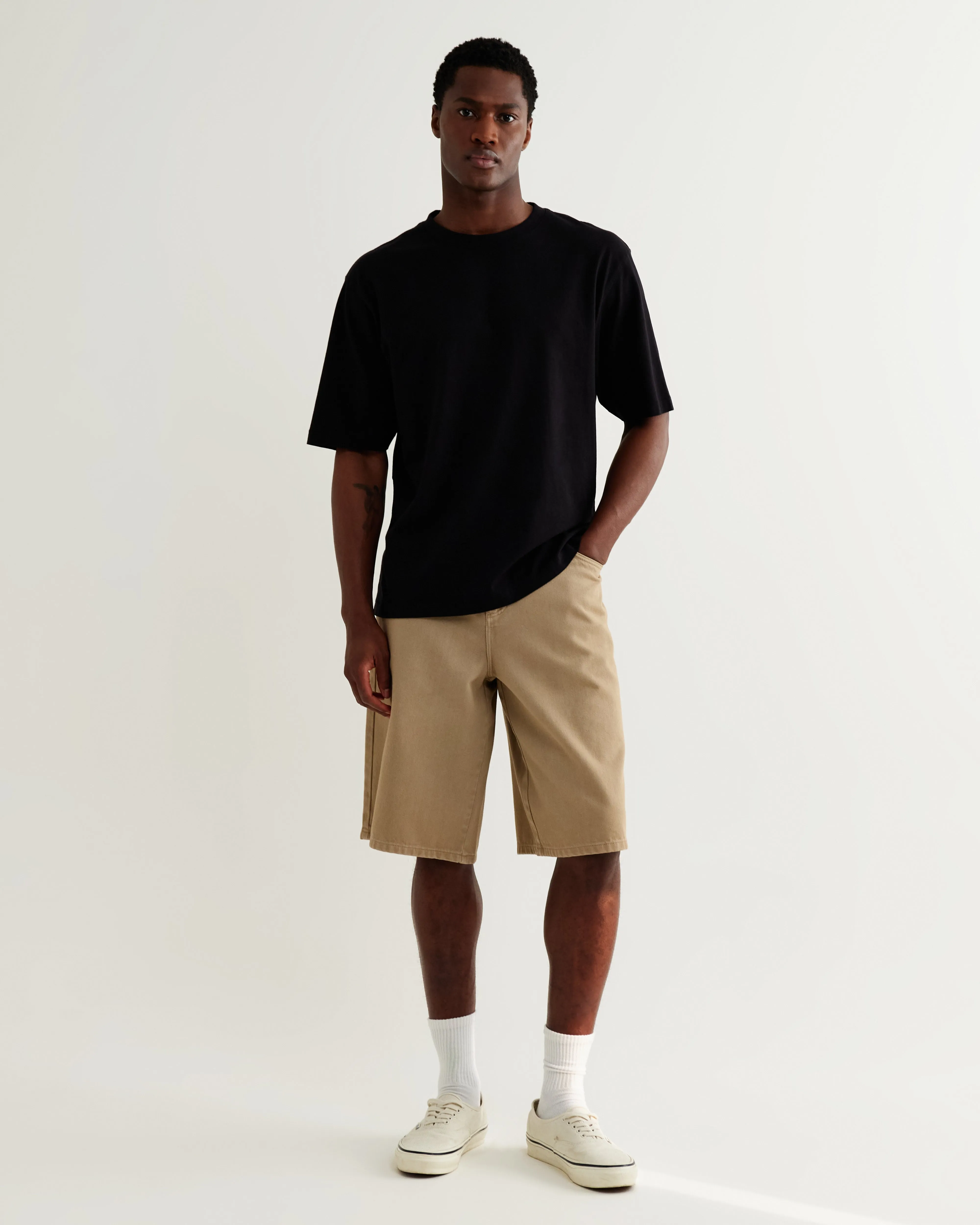 Luca - Washed Beige Organic Cotton Denim Shorts sold by Wax London product image thumbnail 2