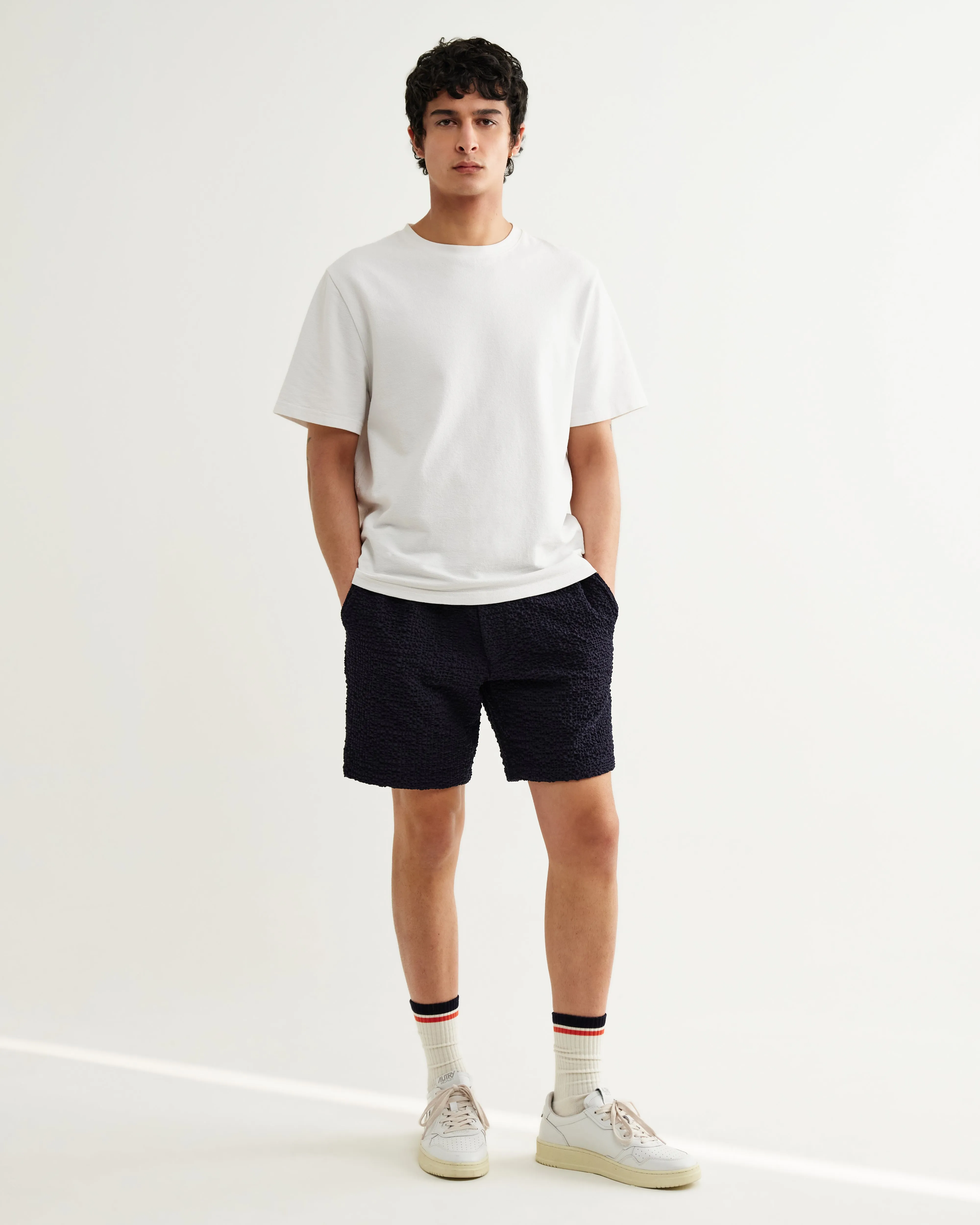 Kurt - Dark Navy Jumbo Seersucker Shorts sold by Wax London product image thumbnail 2
