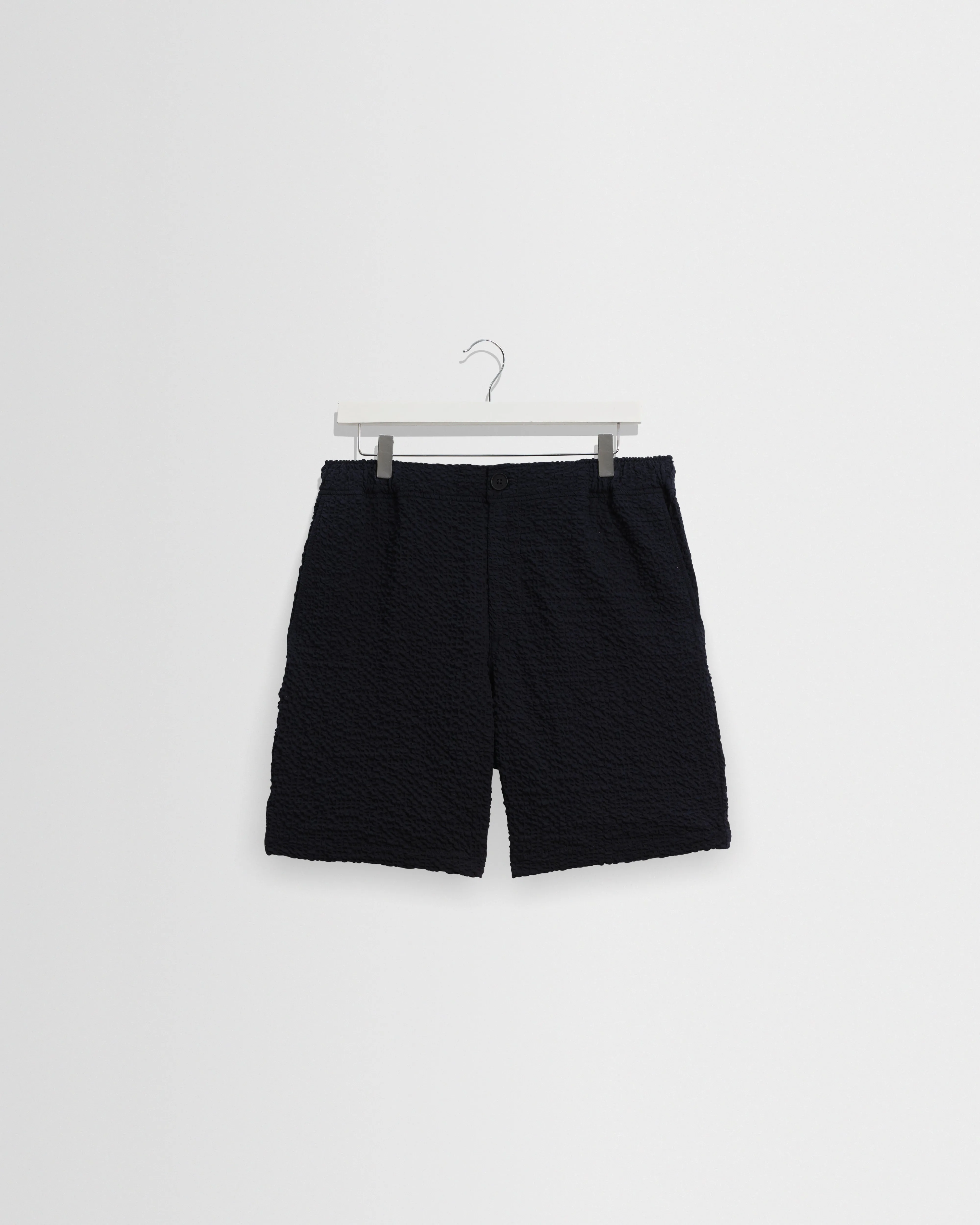 Kurt - Dark Navy Jumbo Seersucker Shorts sold by Wax London