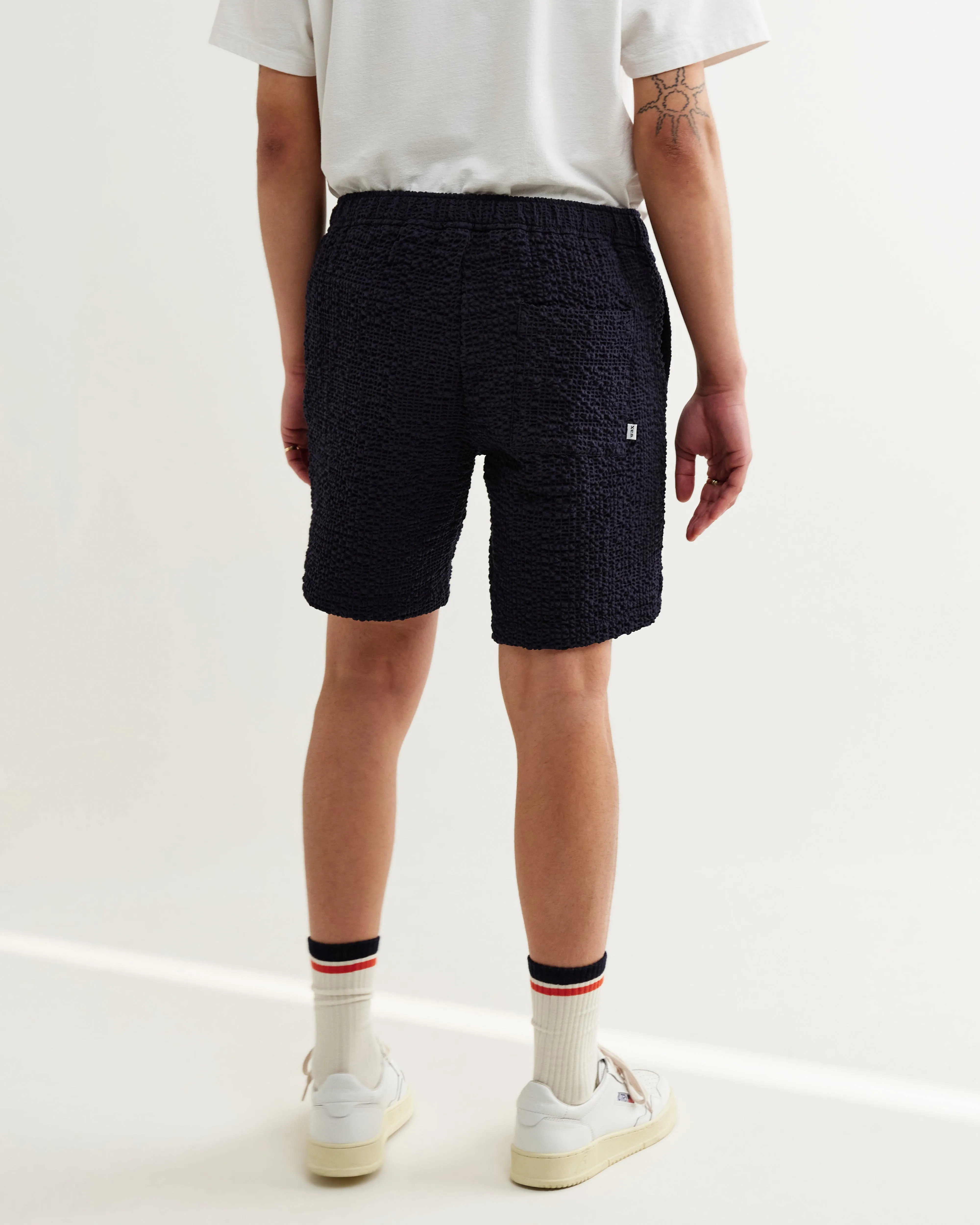 Kurt - Dark Navy Jumbo Seersucker Shorts sold by Wax London product image thumbnail 4