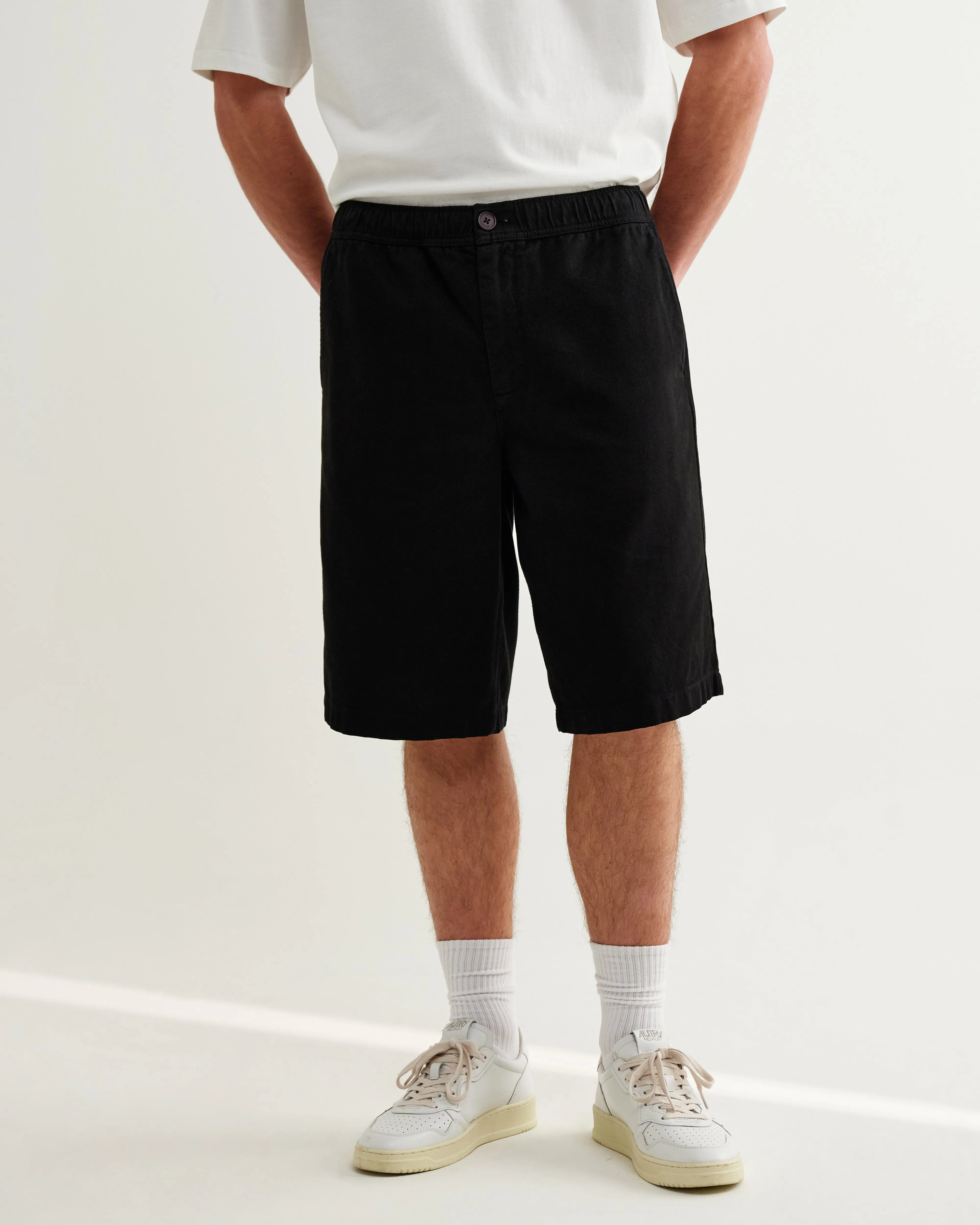 Kyle - Black Organic Cotton Twill Shorts sold by Wax London product image thumbnail 2
