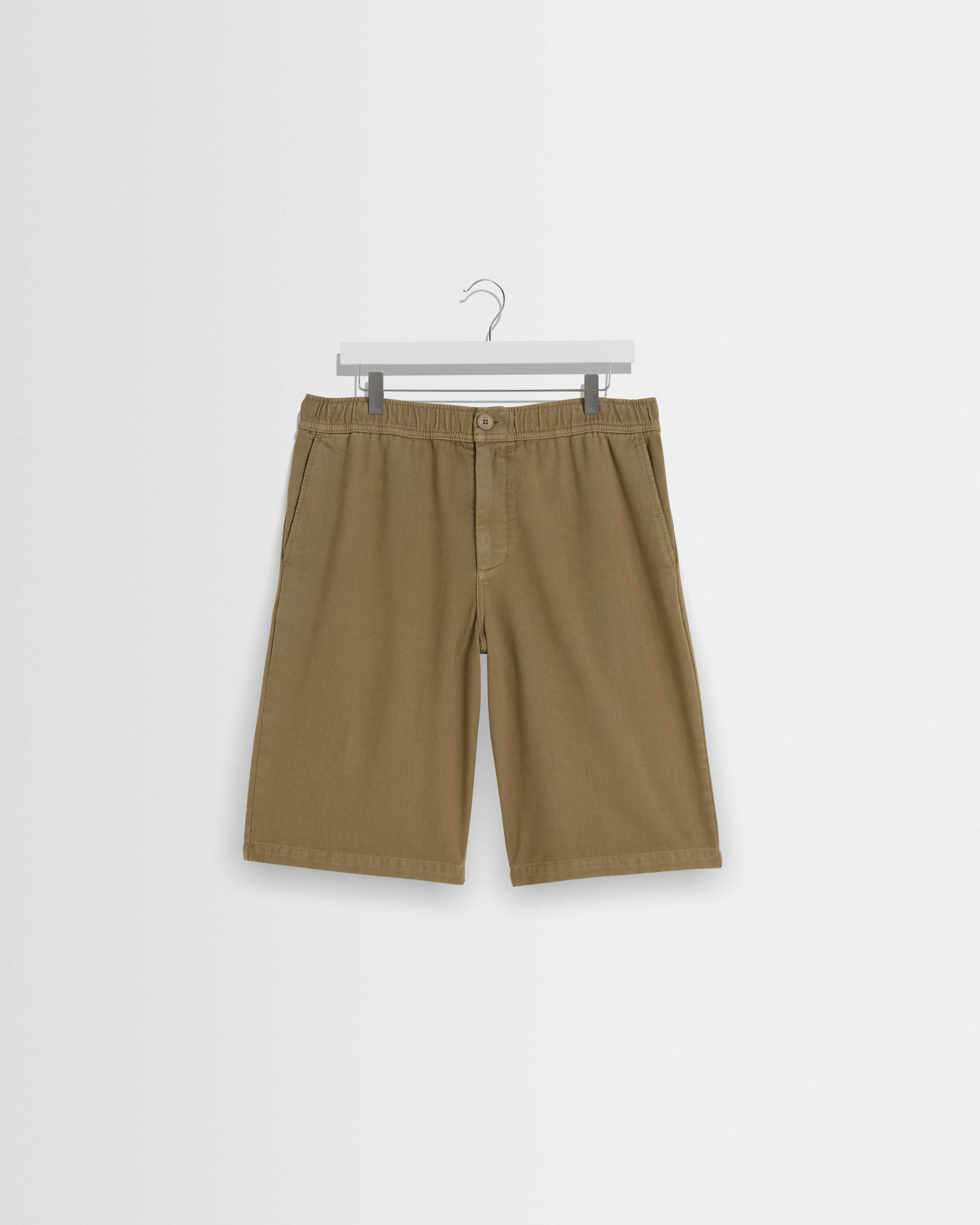 Kyle - Light Khaki Organic Cotton Twill Shorts sold by Wax London