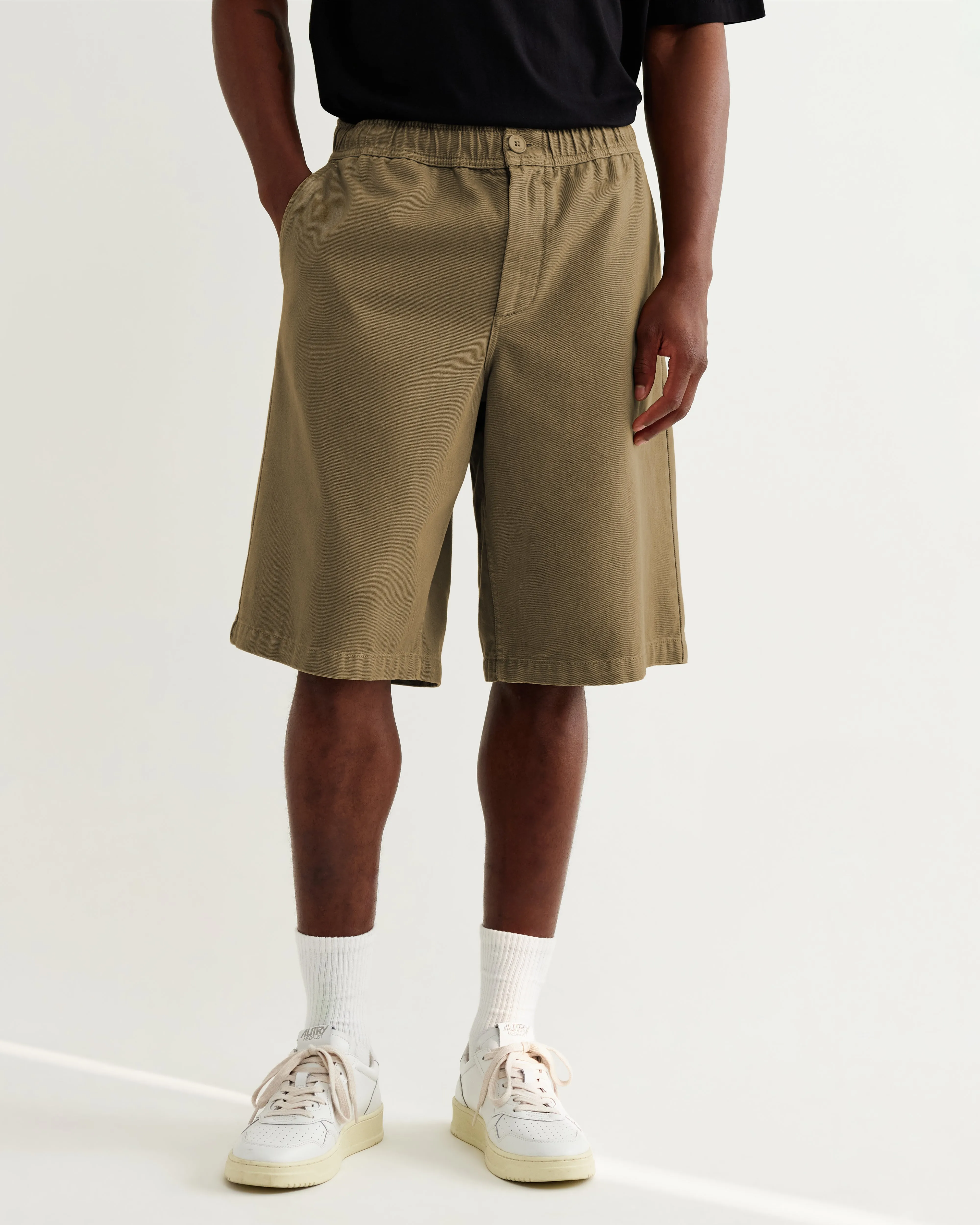 Kyle - Light Khaki Organic Cotton Twill Shorts sold by Wax London product image thumbnail 3