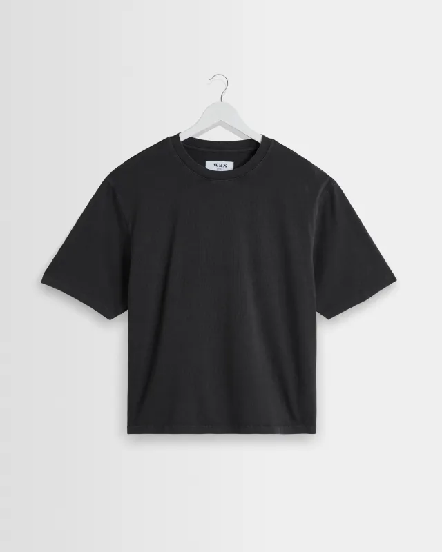 Mark - Washed Black Compact Cotton T-Shirt made by Wax London