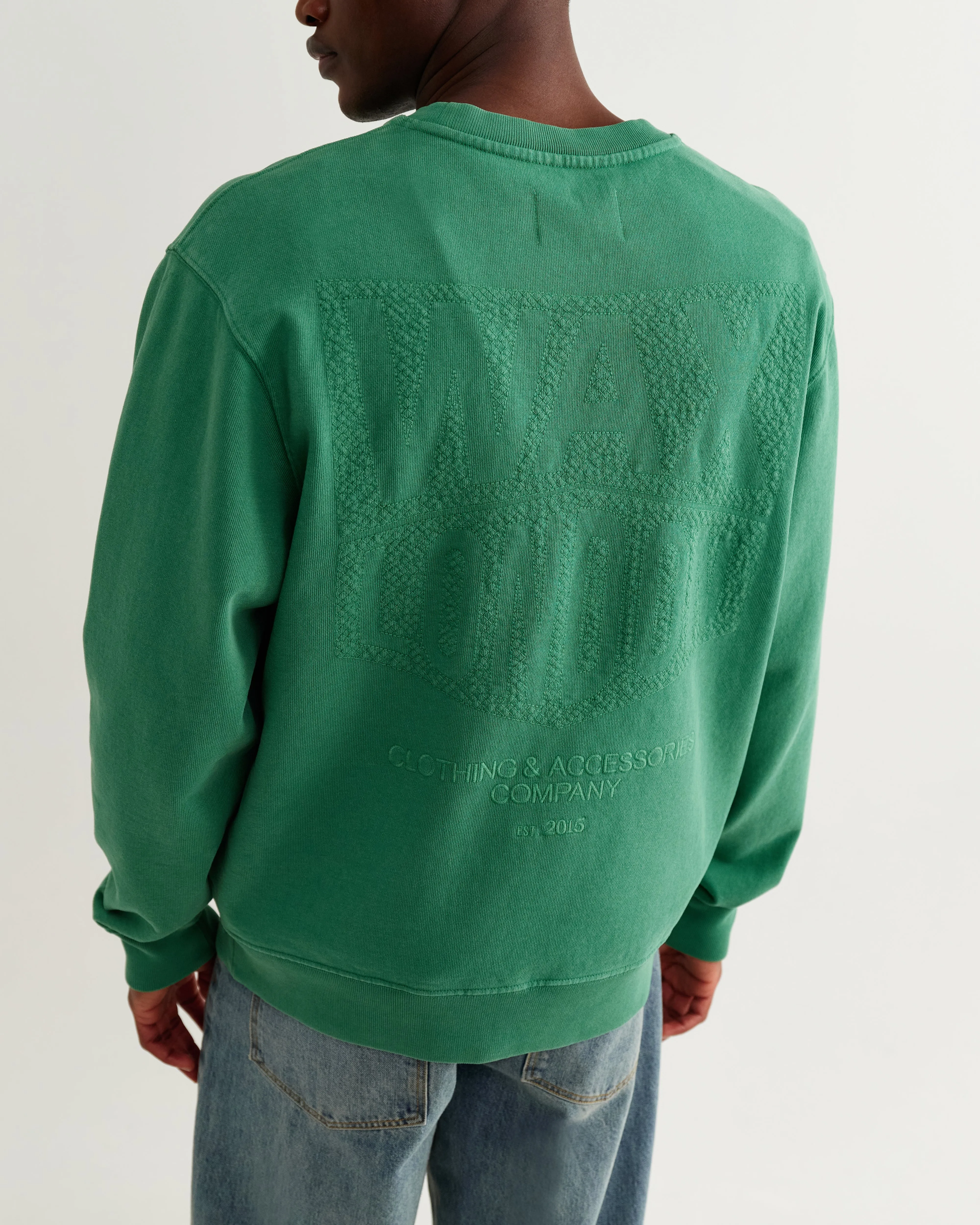 Sidney - Washed Green Embroidered Brushed Cotton Sweatshirt sold by Wax London product image thumbnail 2