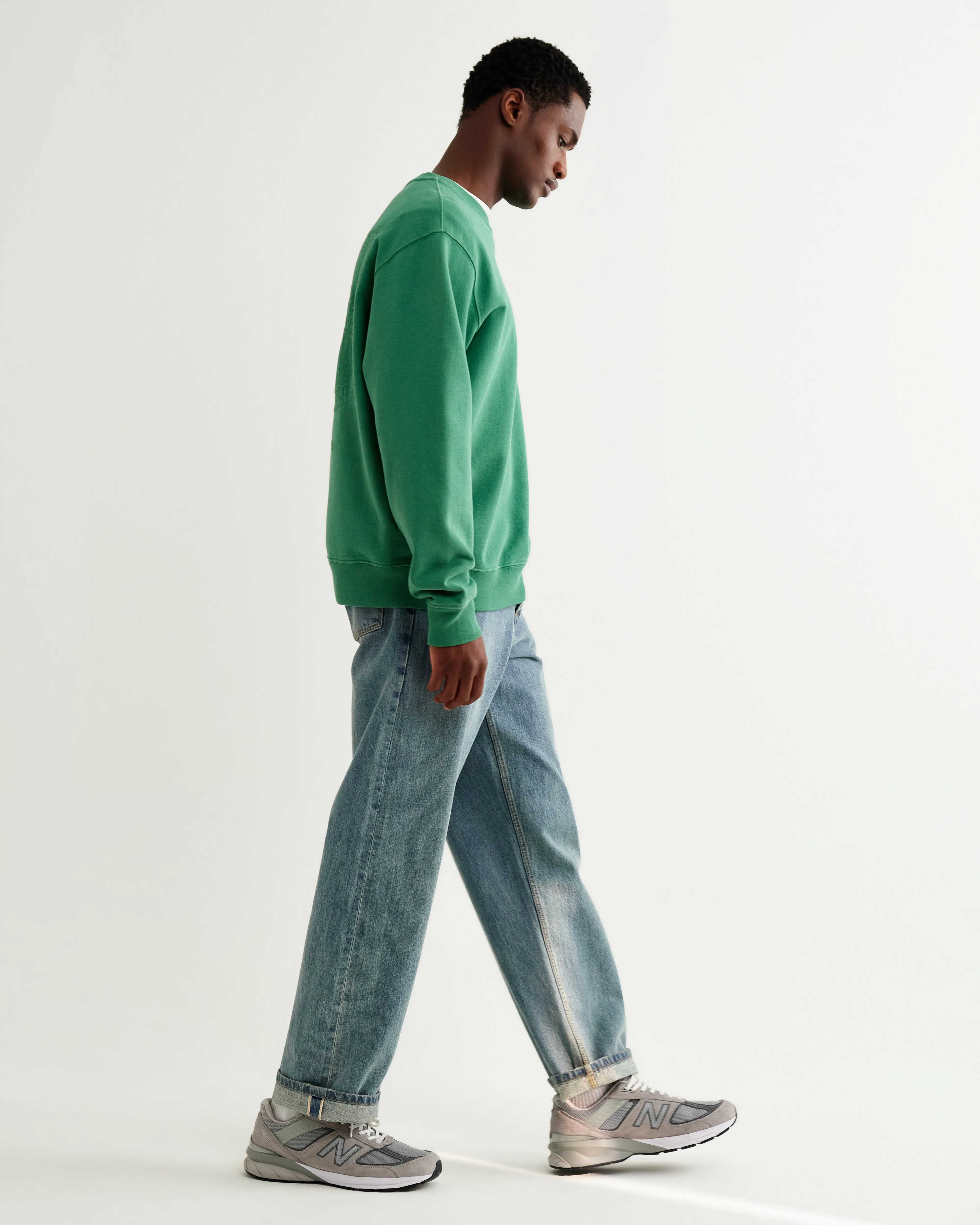 Sidney - Washed Green Embroidered Brushed Cotton Sweatshirt sold by Wax London product image thumbnail 5