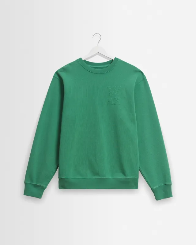 Sidney - Washed Green Embroidered Brushed Cotton Sweatshirt made by Wax London