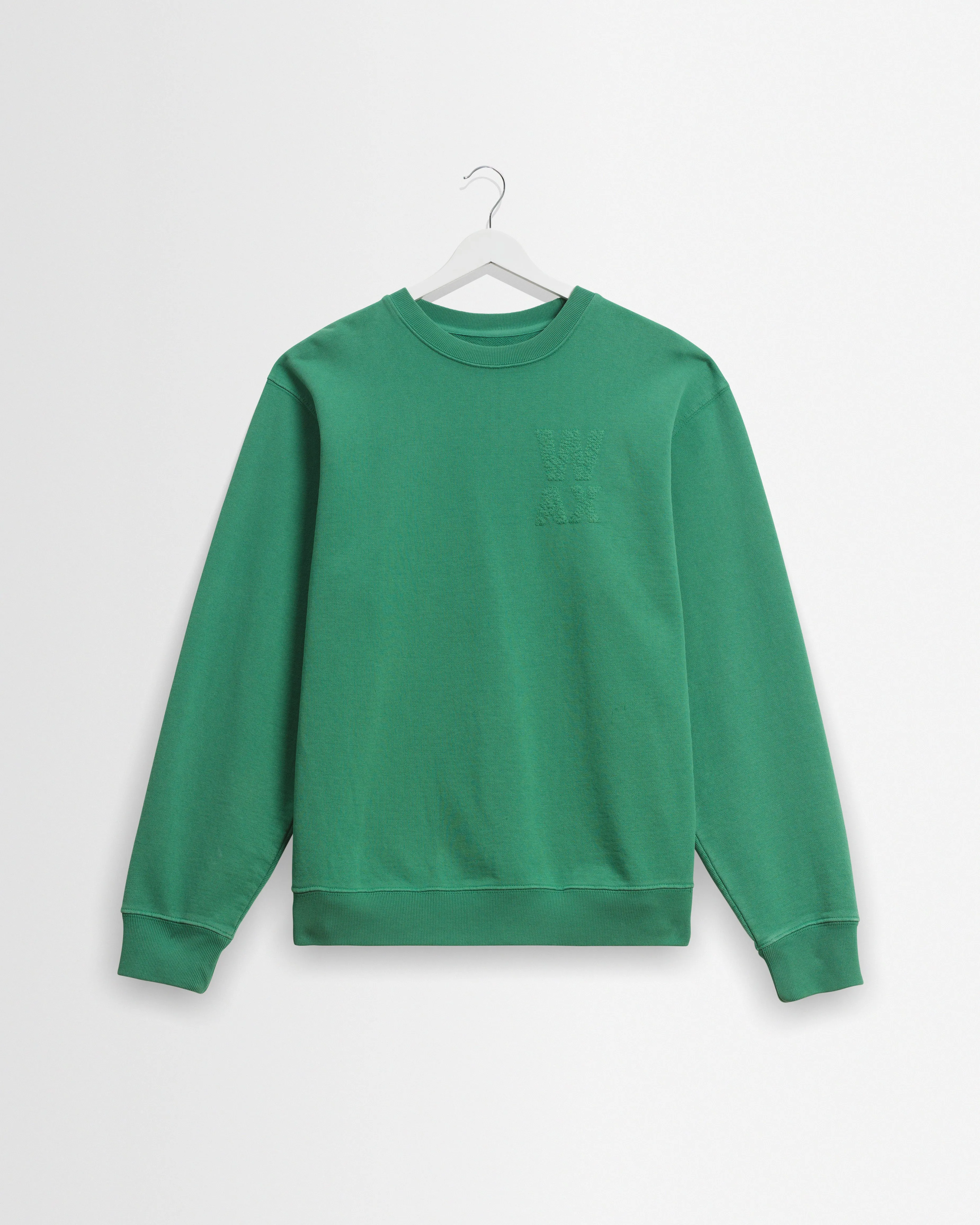Sidney - Washed Green Embroidered Brushed Cotton Sweatshirt sold by Wax London