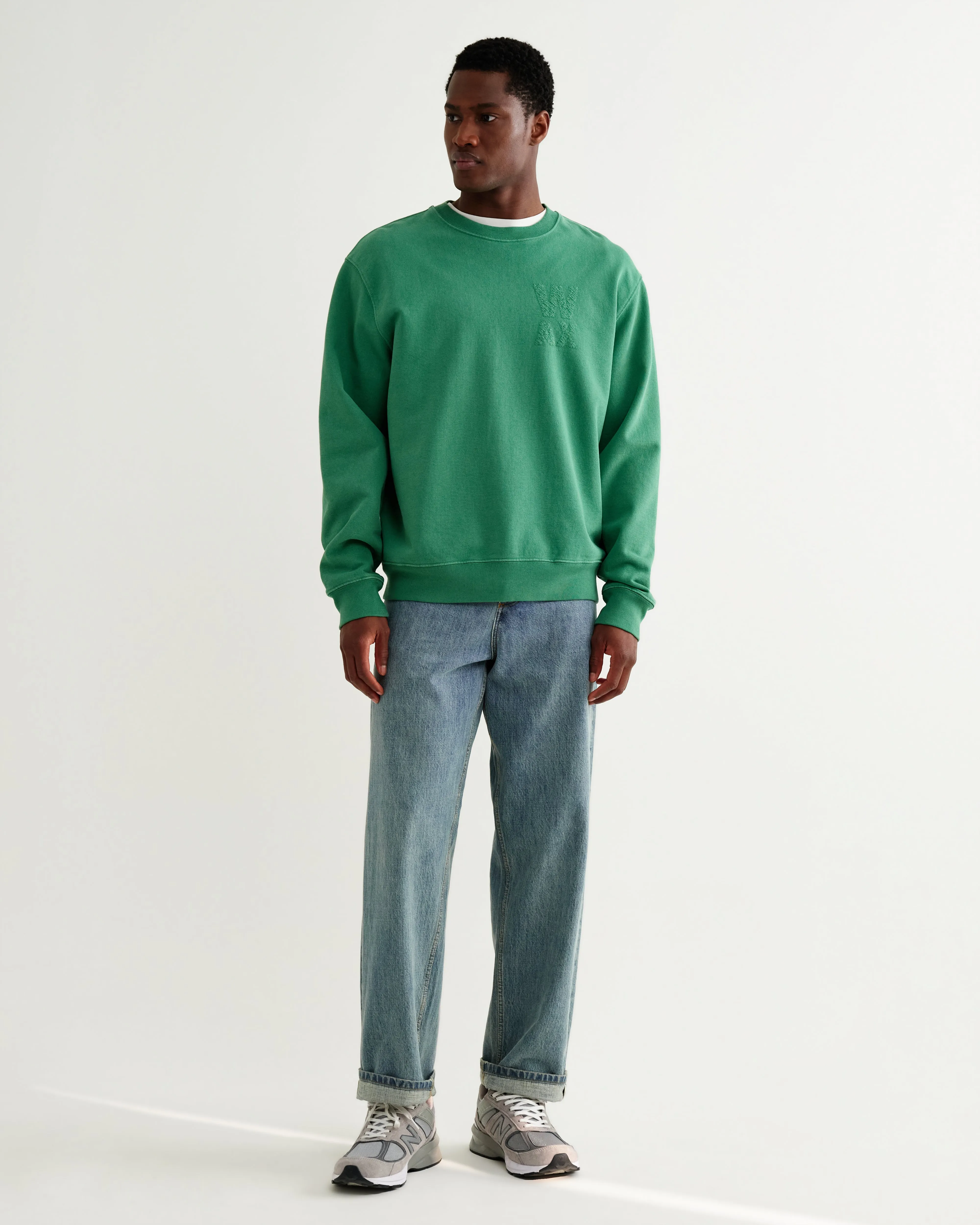 Sidney - Washed Green Embroidered Brushed Cotton Sweatshirt sold by Wax London product image thumbnail 4