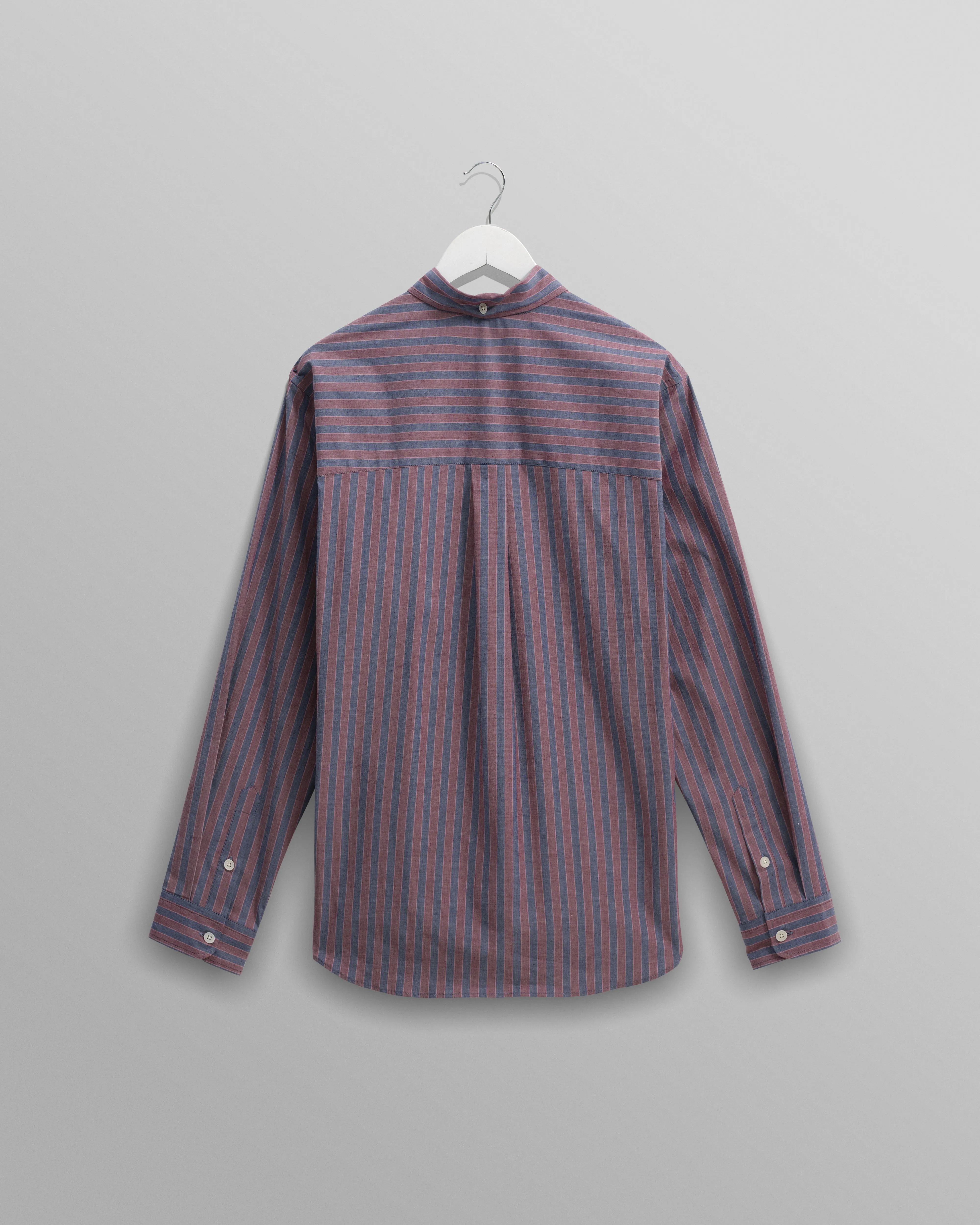 Abingdon - Blue And Burgundy Halo Stripe Shirt sold by Wax London product image thumbnail 3