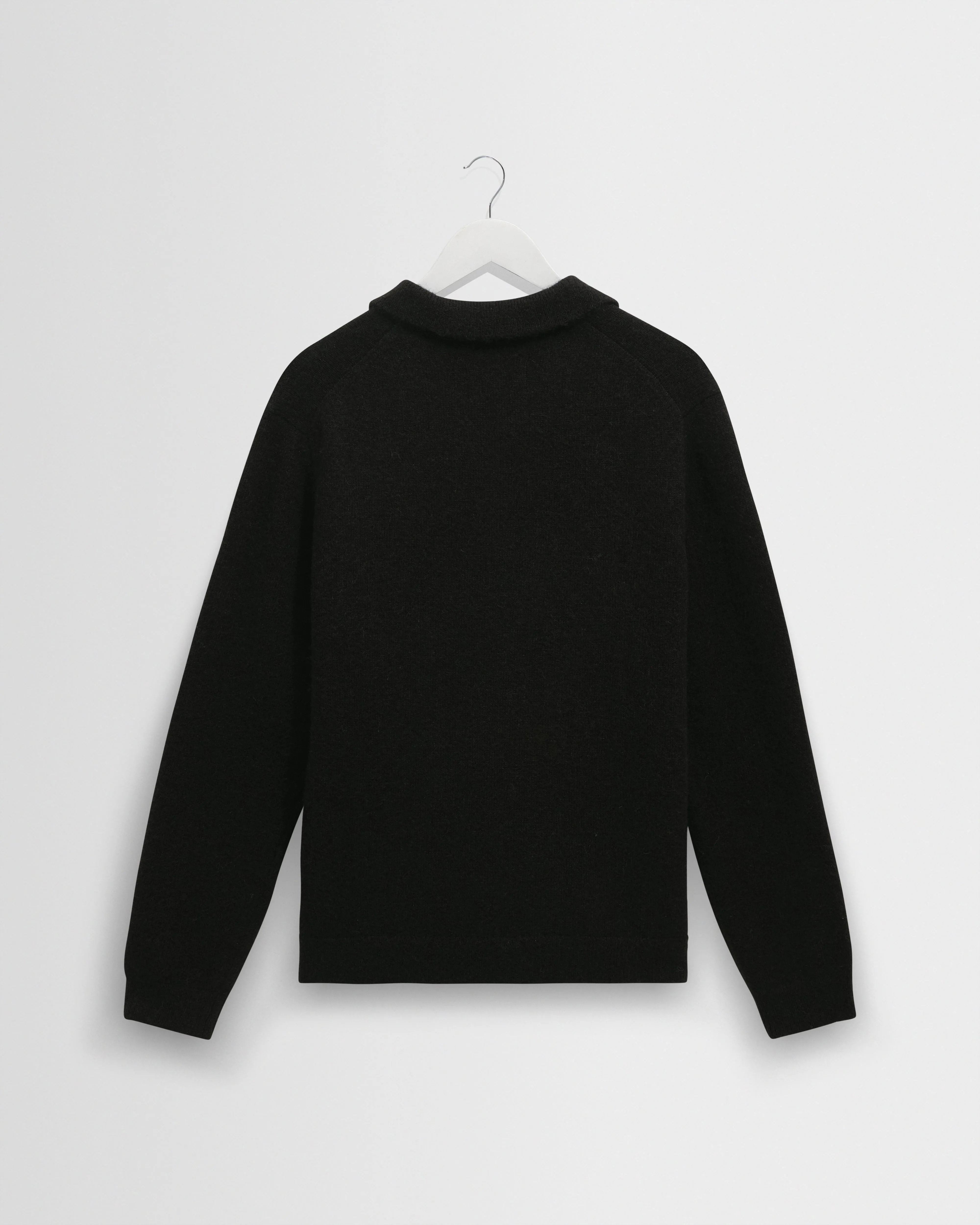 Carter - Black Open Collar Fluffy Wool Knit Polo sold by Wax London product image thumbnail 2