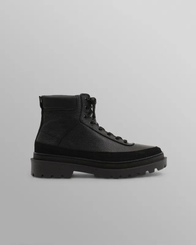 S.T. Valentin - Black Grain Leather Outset Boot made by Wax London