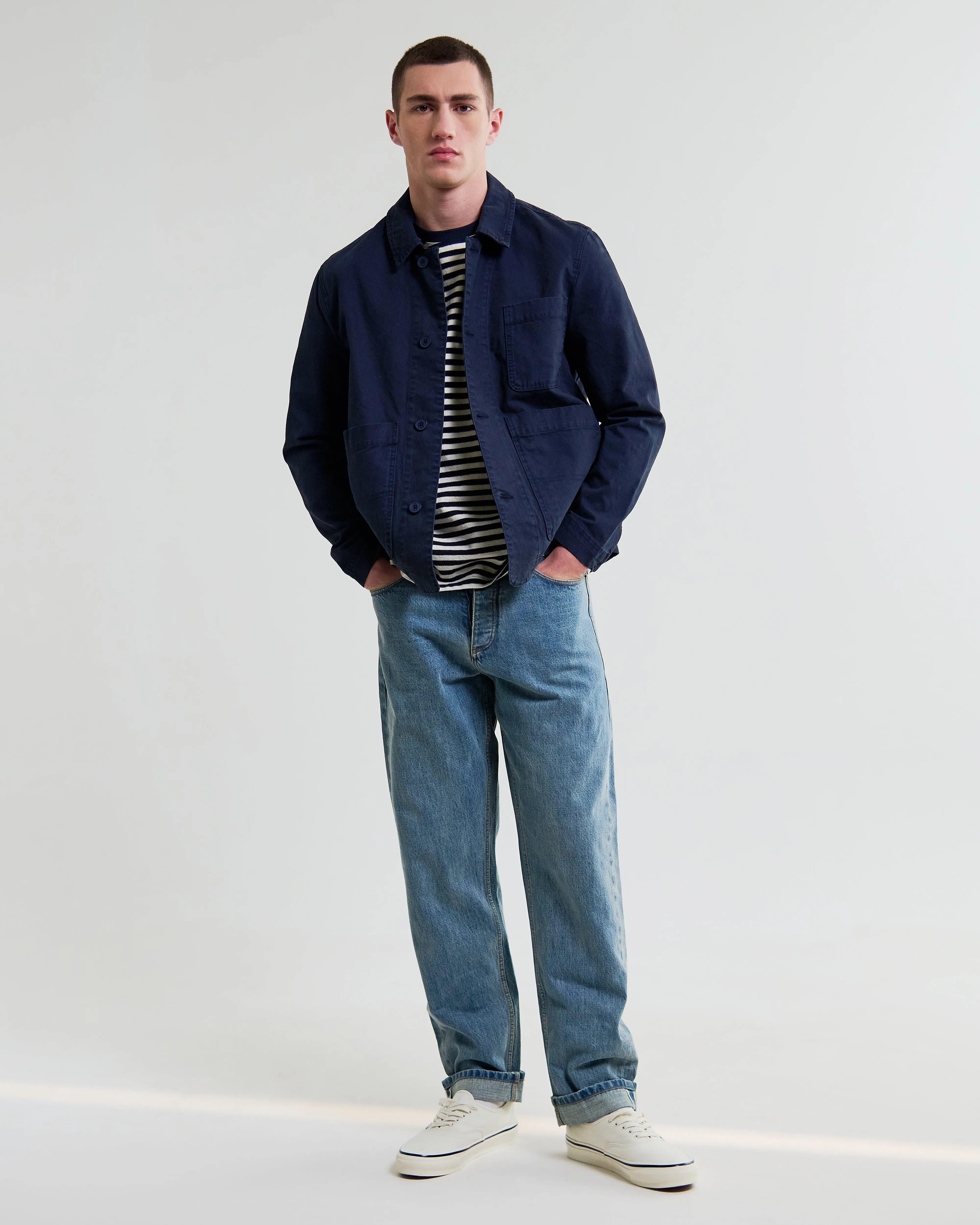 Healey - Navy Organic Cotton Chore Jacket sold by Wax London product image thumbnail 4