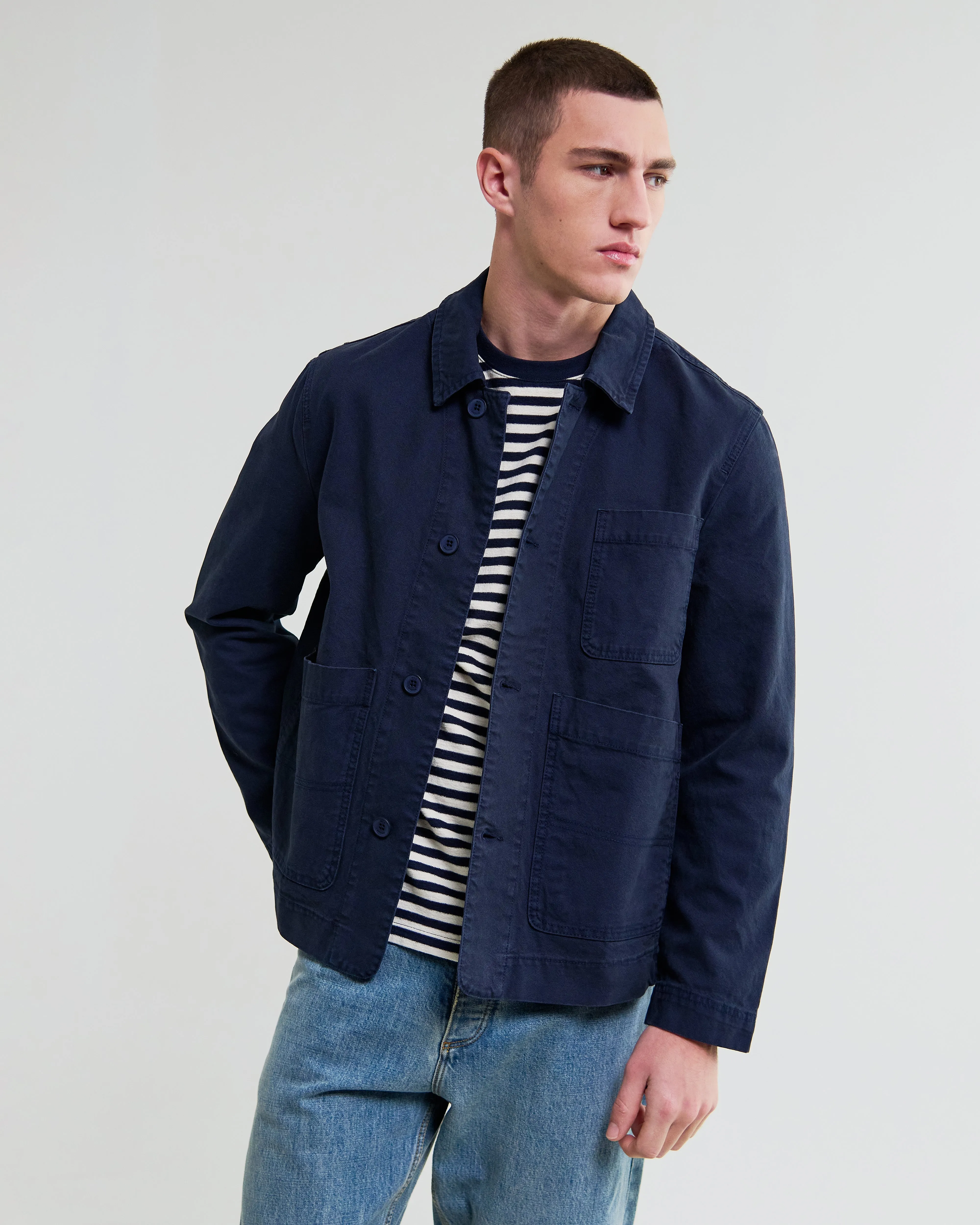Healey - Navy Organic Cotton Chore Jacket sold by Wax London product image thumbnail 2