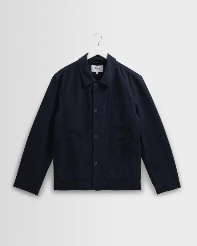 Healey - Navy Organic Cotton Chore Jacket made by Wax London