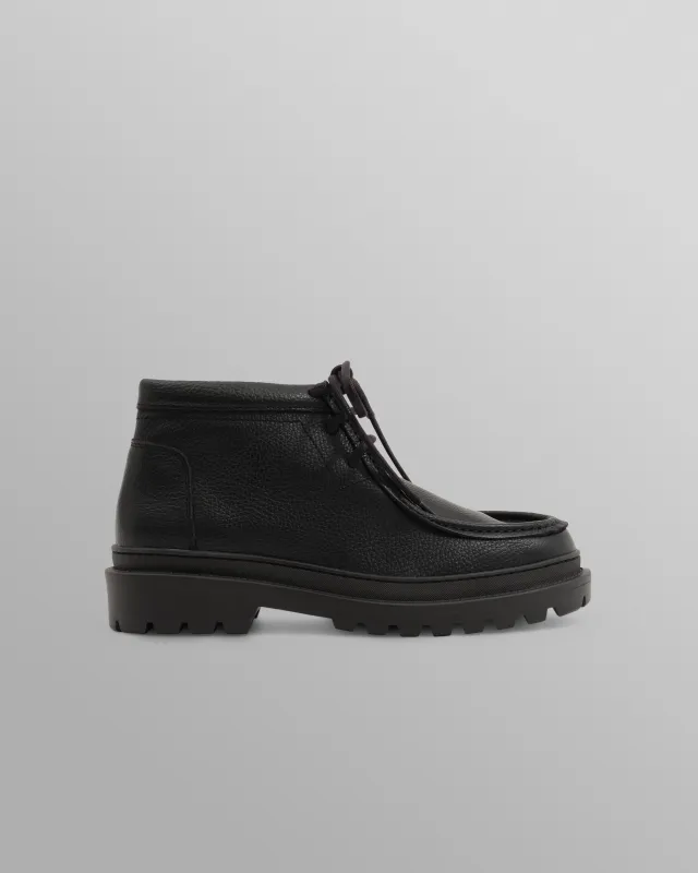 S.T. Valentin - Black Grain Leather Chunky Deck Boot sold by Wax London