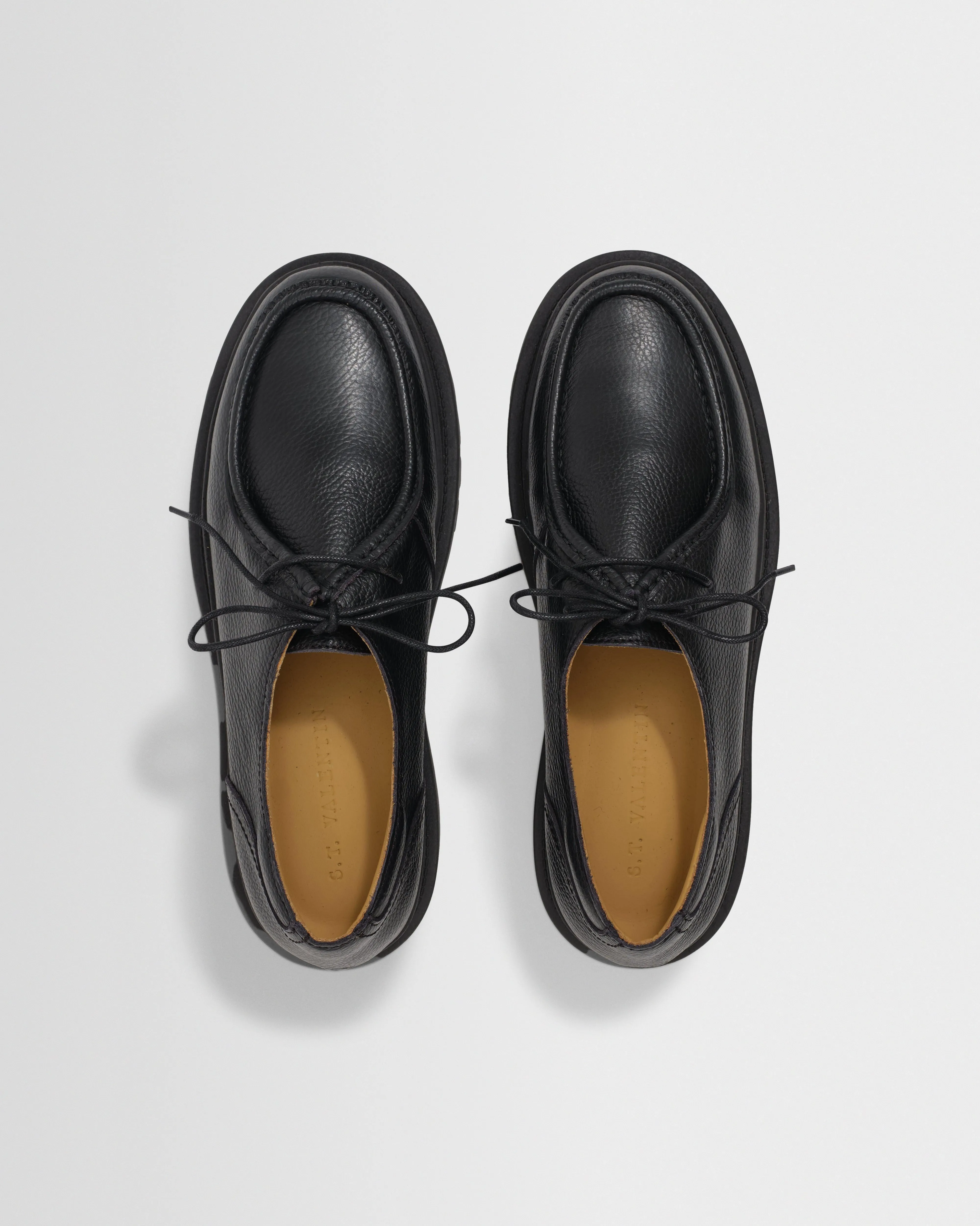 S.T. Valentin - Black Italian Leather Chunky Sole Deck Shoes sold by Wax London product image thumbnail 2