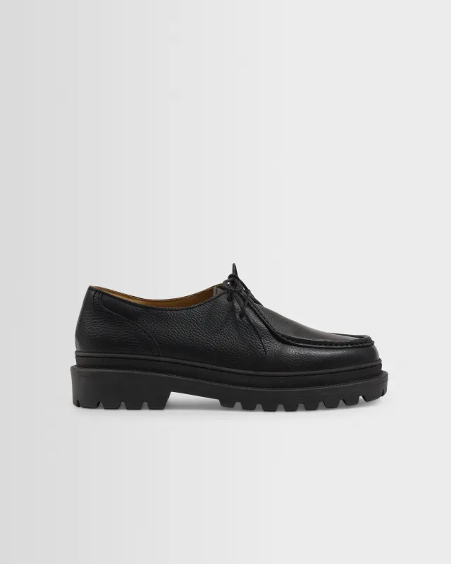 S.T. Valentin - Black Italian Leather Chunky Sole Deck Shoes made by Wax London