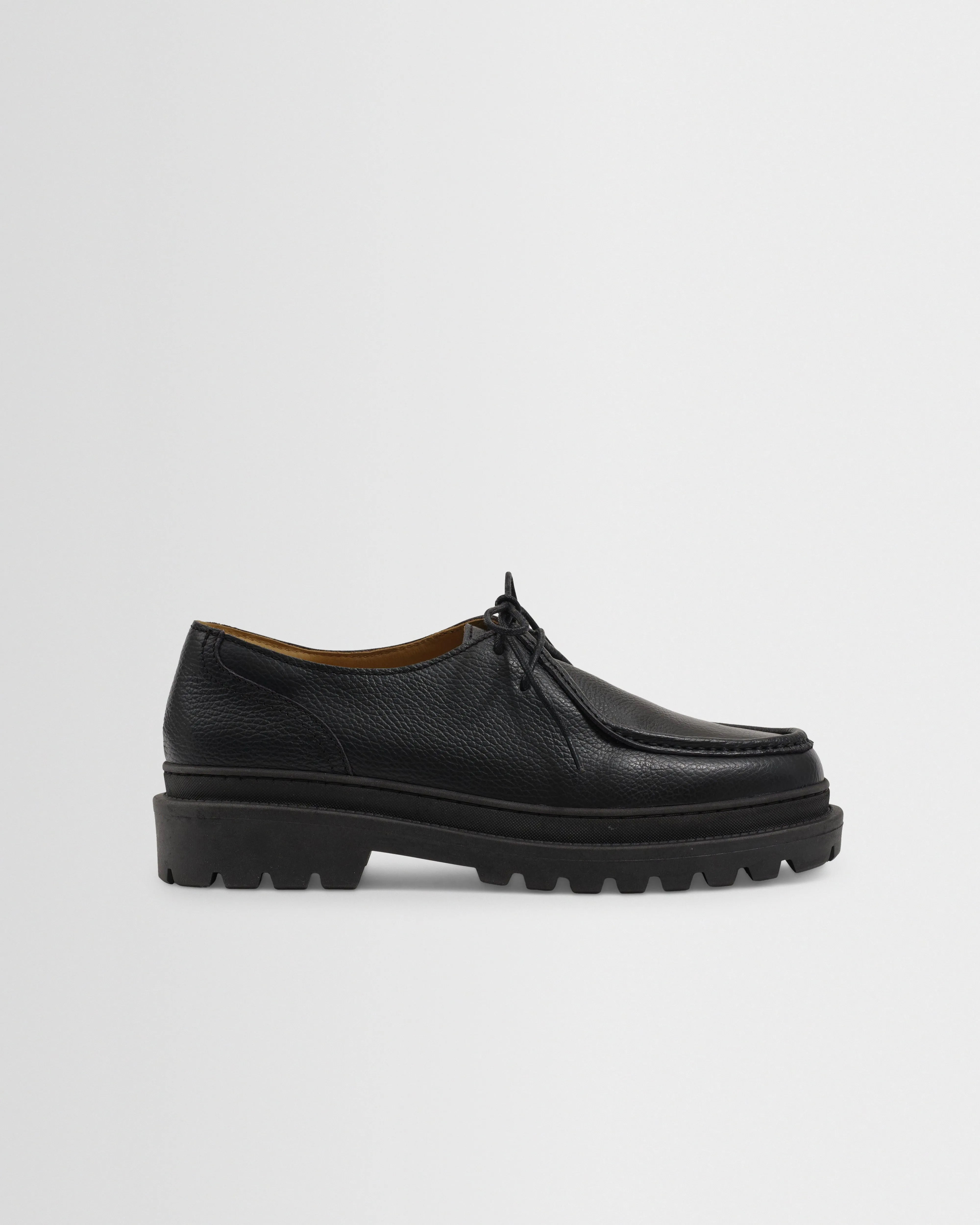 S.T. Valentin - Black Italian Leather Chunky Sole Deck Shoes sold by Wax London