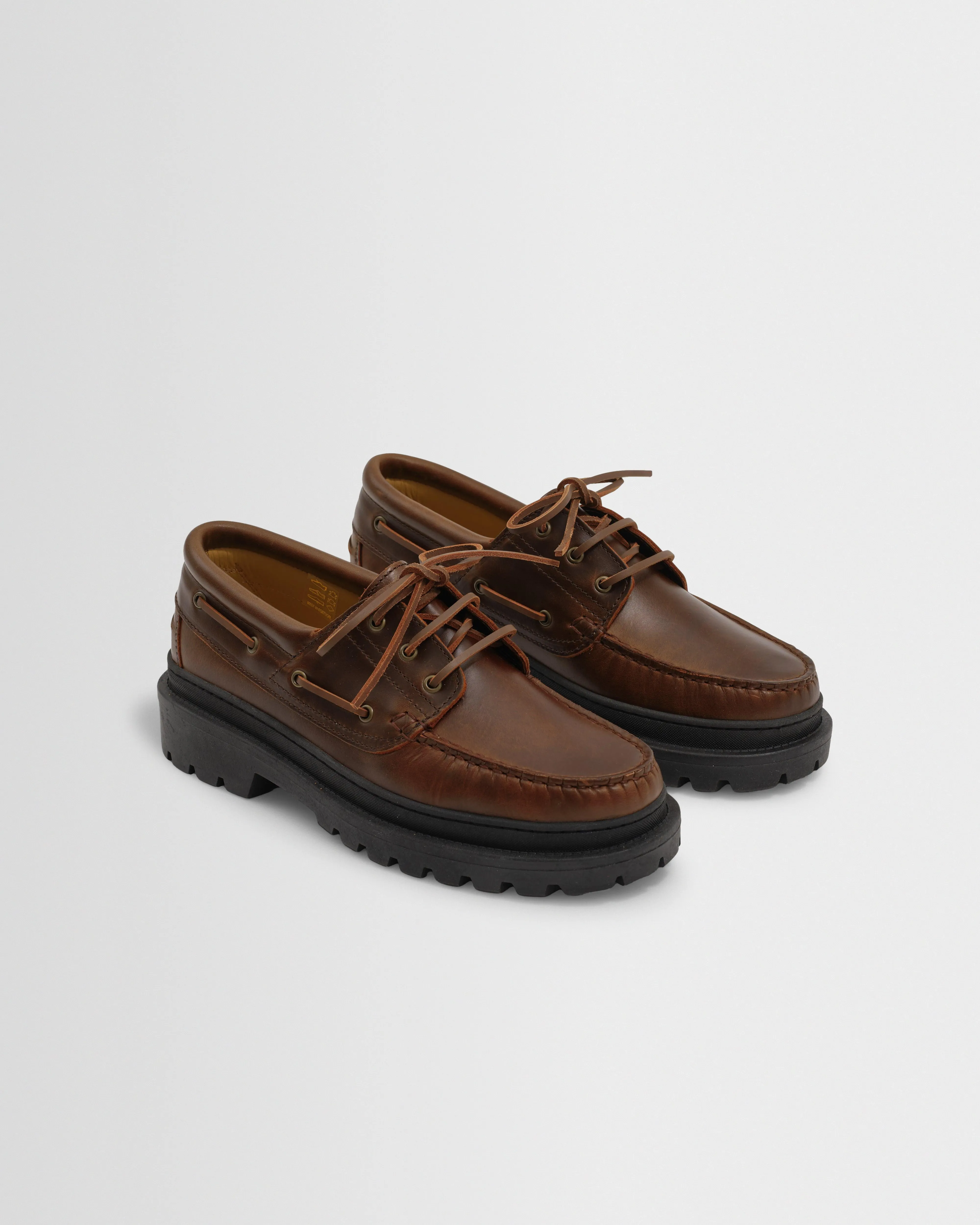 S.T. Valentin - Brown Italian Leather Chunky Sole Boat Shoes sold by Wax London product image thumbnail 4