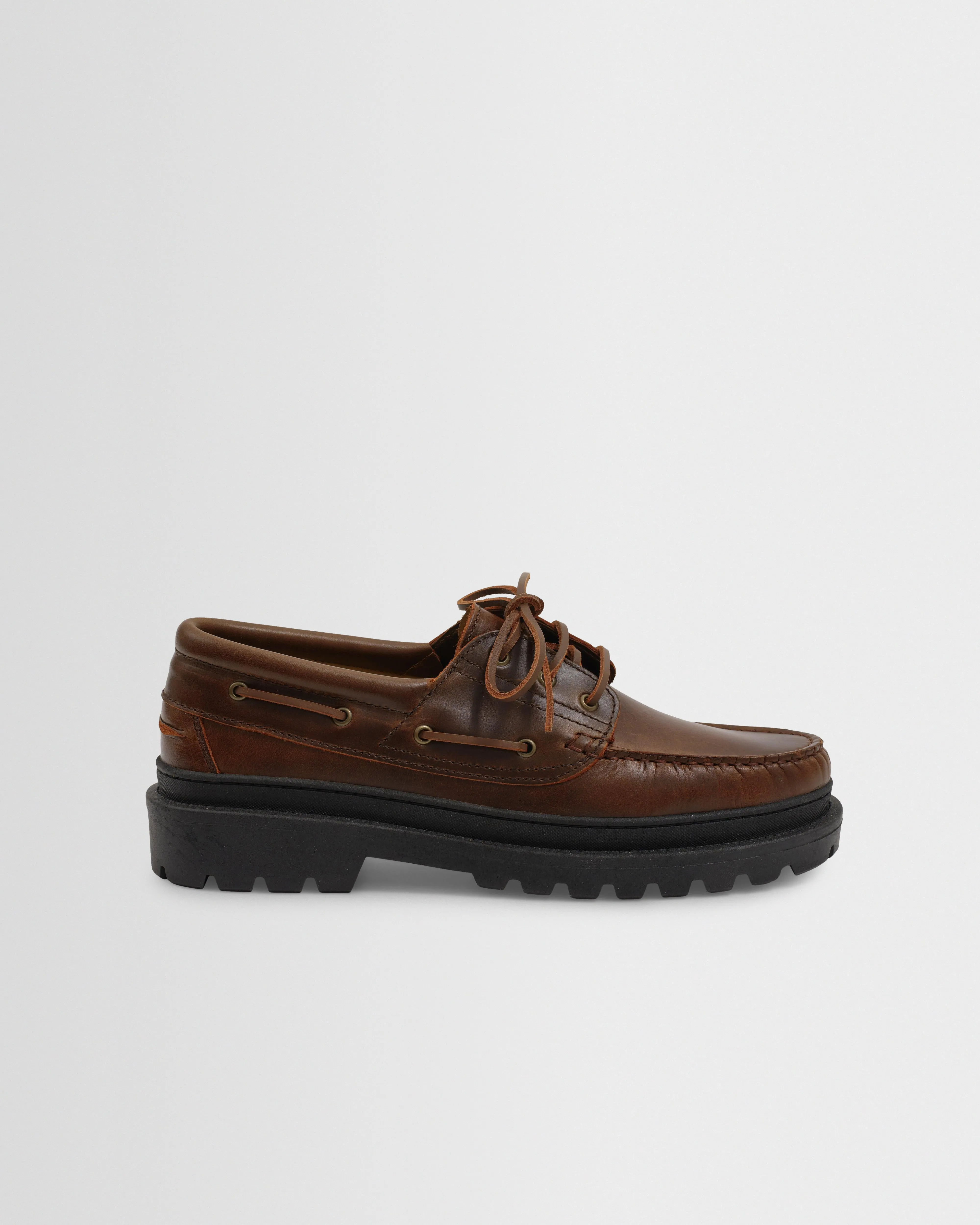 S.T. Valentin - Brown Italian Leather Chunky Sole Boat Shoes sold by Wax London
