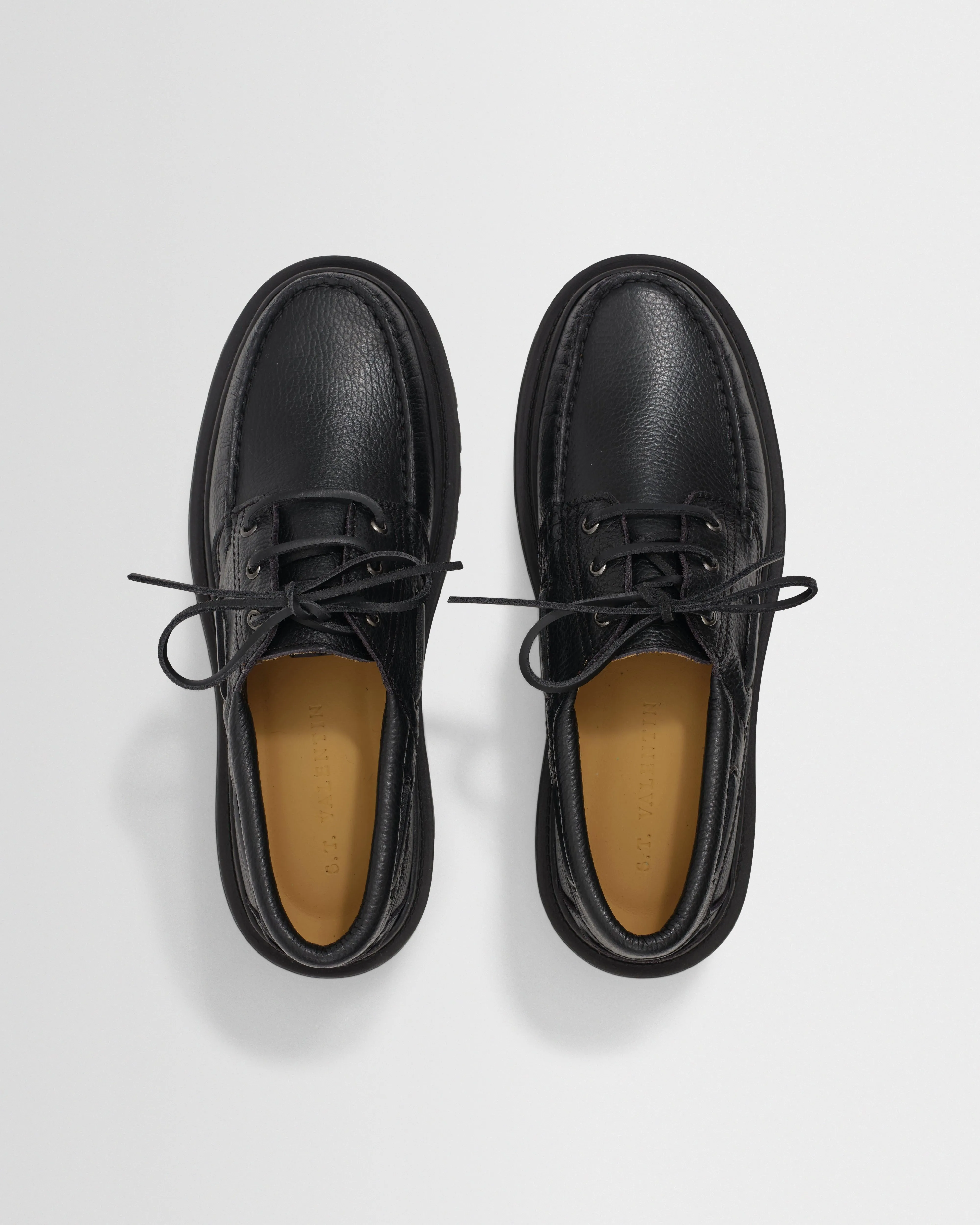 S.T. Valentin - Black Italian Leather Chunky Sole Boat Shoes sold by Wax London product image thumbnail 2