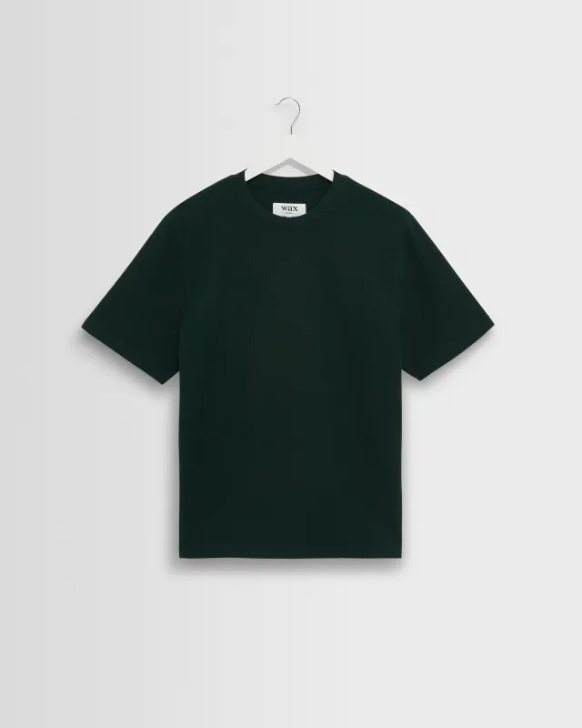 Dean - Bottle Green Textured Organic Cotton T-Shirt made by Wax London