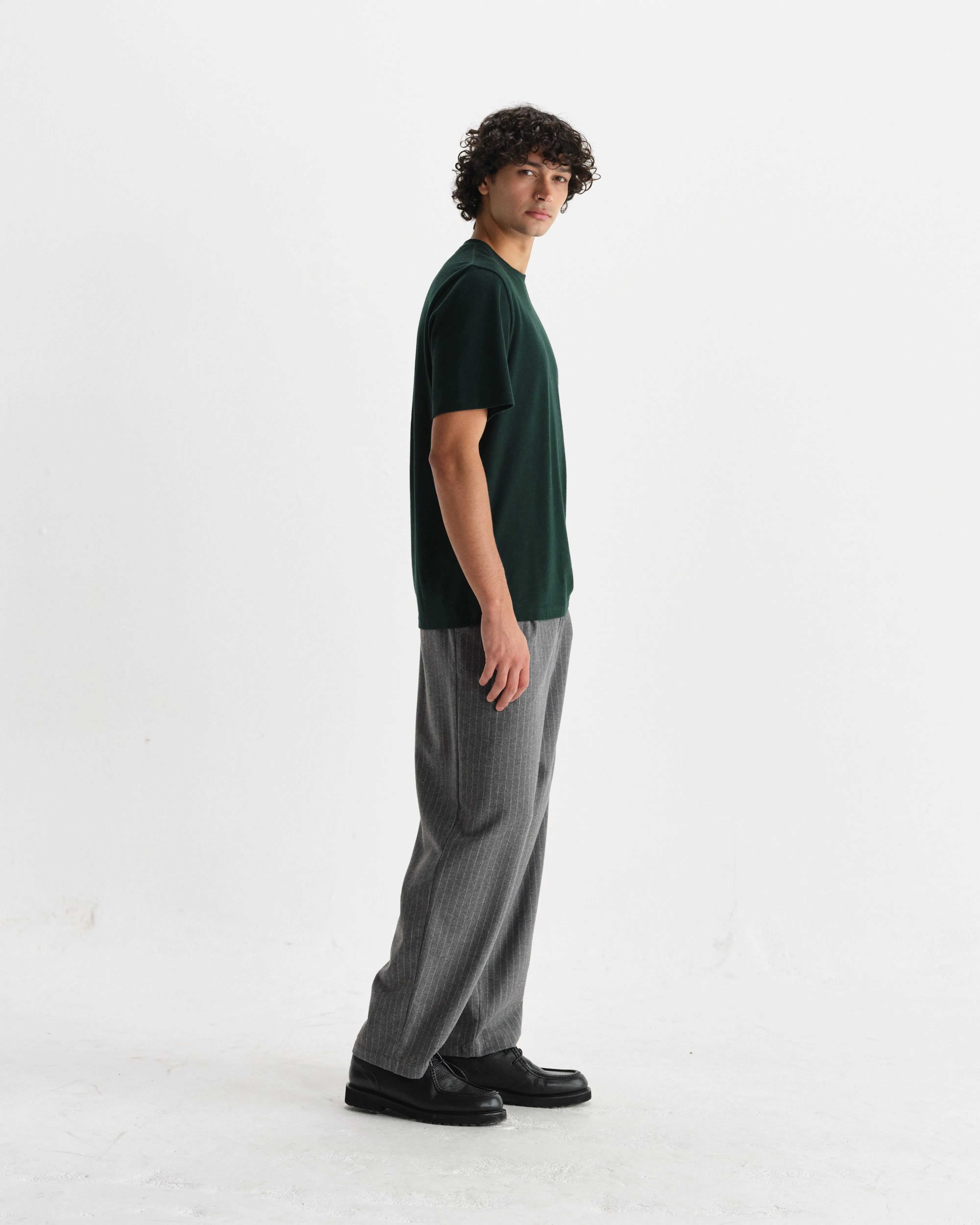 Dean - Bottle Green Textured Organic Cotton T-Shirt sold by Wax London product image thumbnail 5