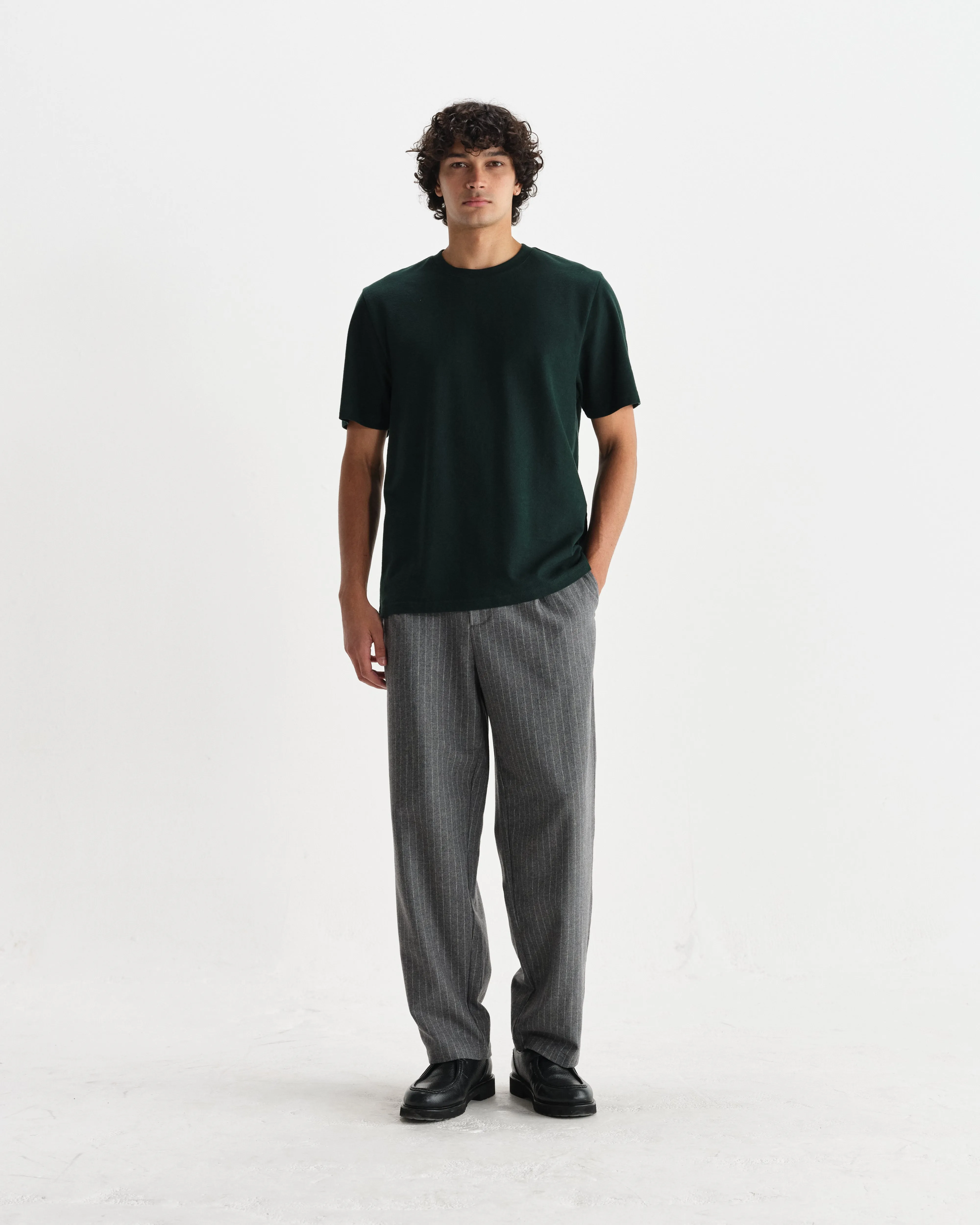 Dean - Bottle Green Textured Organic Cotton T-Shirt sold by Wax London product image thumbnail 4