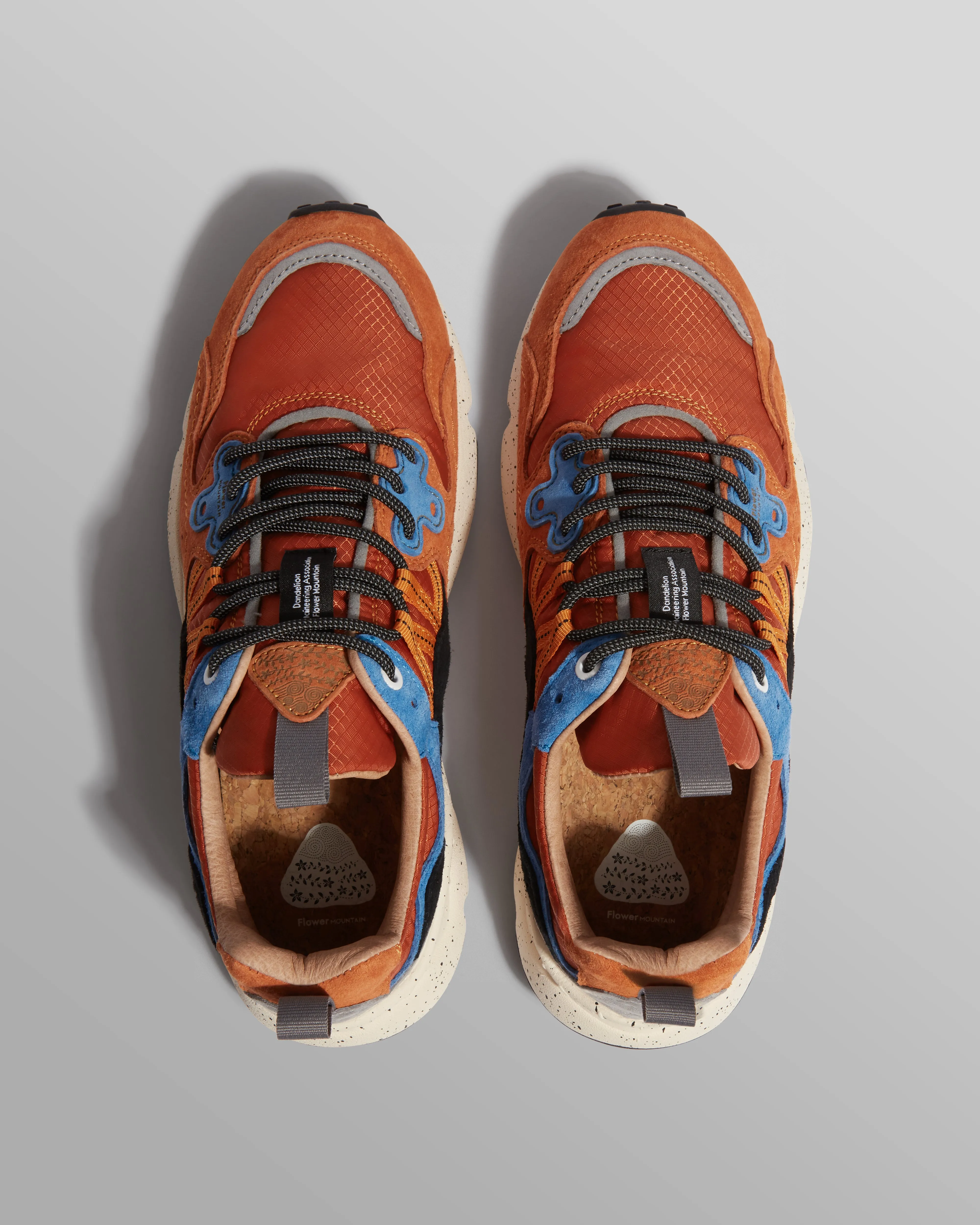 Flower Mountain YAMANO 3 - Warm Coral And Deep Blue Suede And Nylon Trainers sold by Wax London product image thumbnail 2