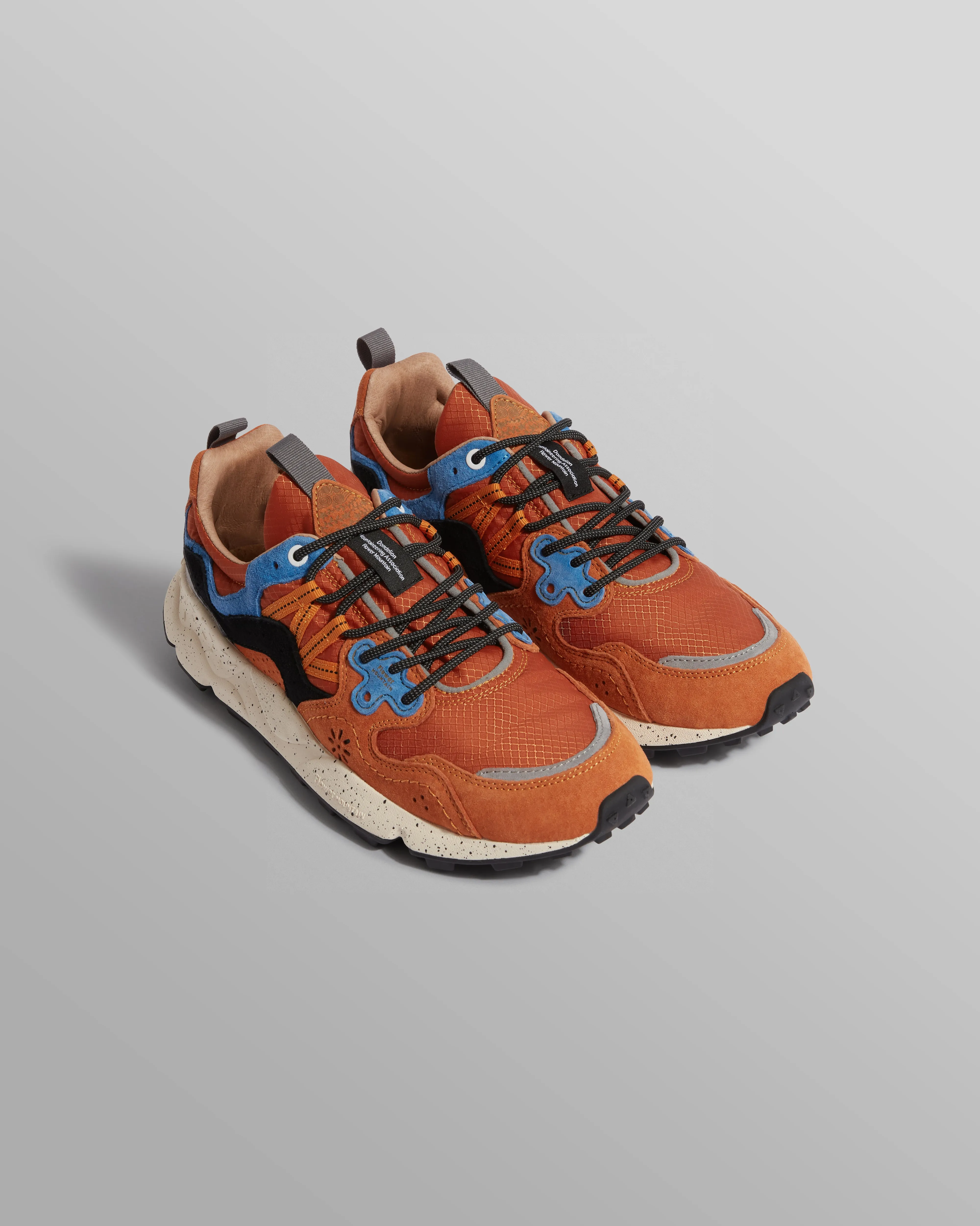 Flower Mountain YAMANO 3 - Warm Coral And Deep Blue Suede And Nylon Trainers sold by Wax London product image thumbnail 4