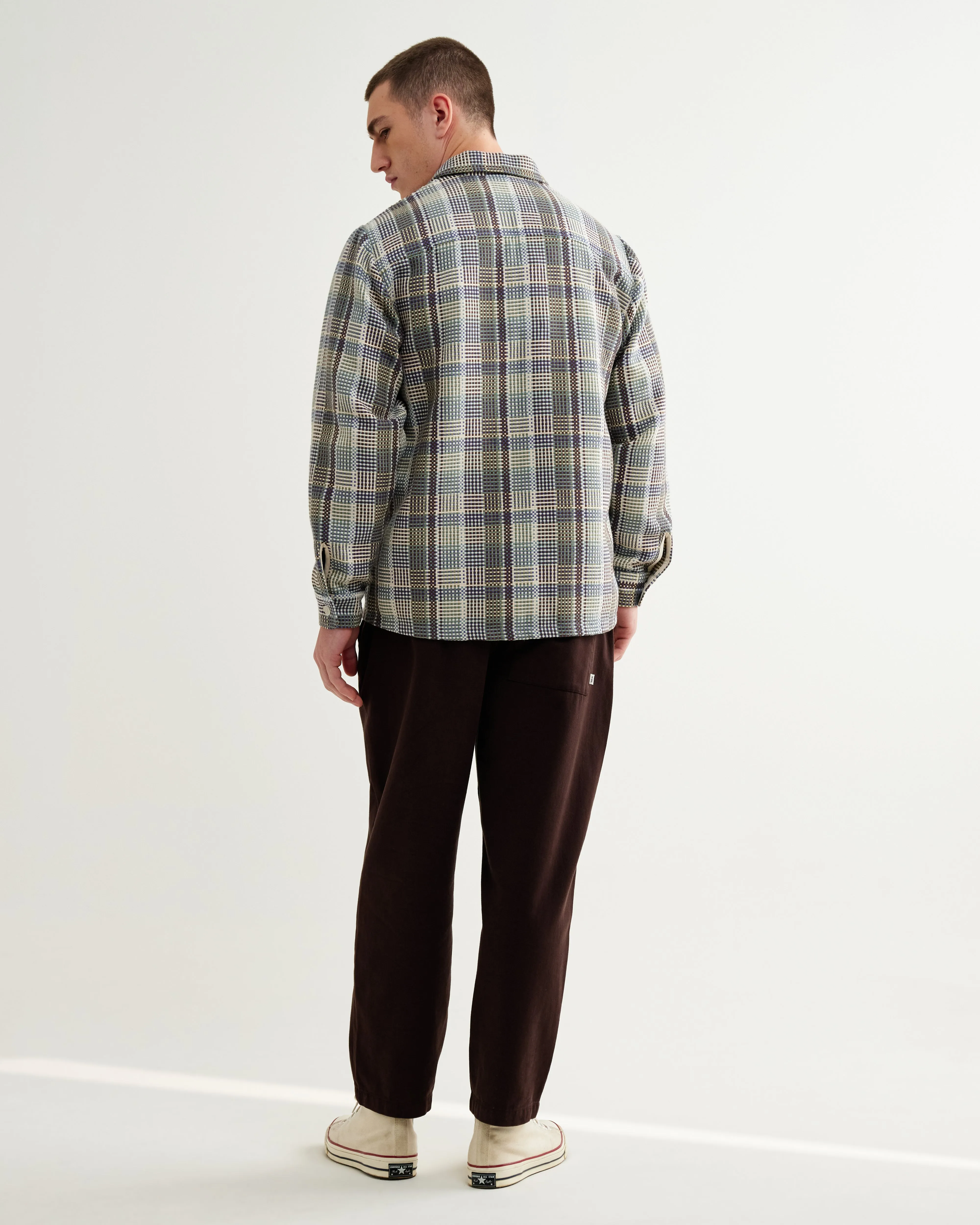Whiting - Blue And Green Basket Weave Overshirt sold by Wax London product image thumbnail 5