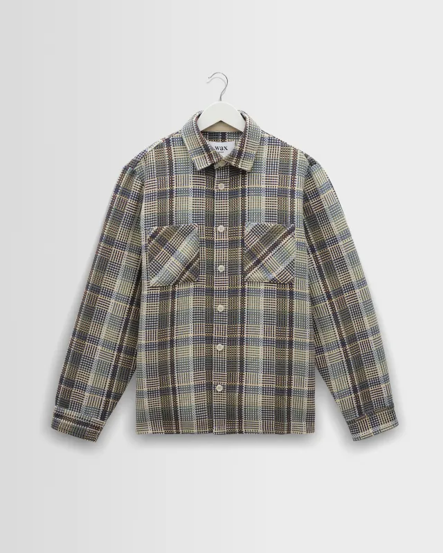 Whiting - Blue And Green Basket Weave Overshirt made by Wax London