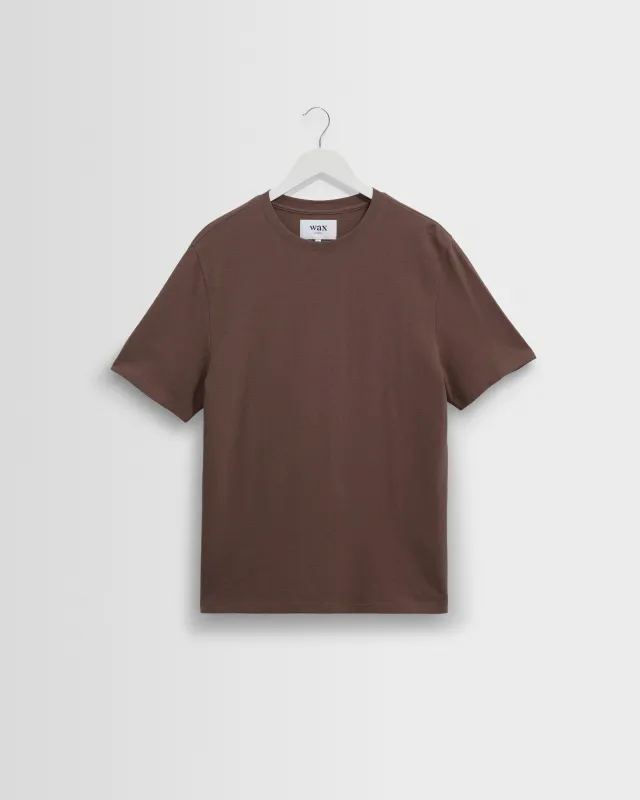 Dean - Mid Brown Textured Organic Cotton T-Shirt made by Wax London