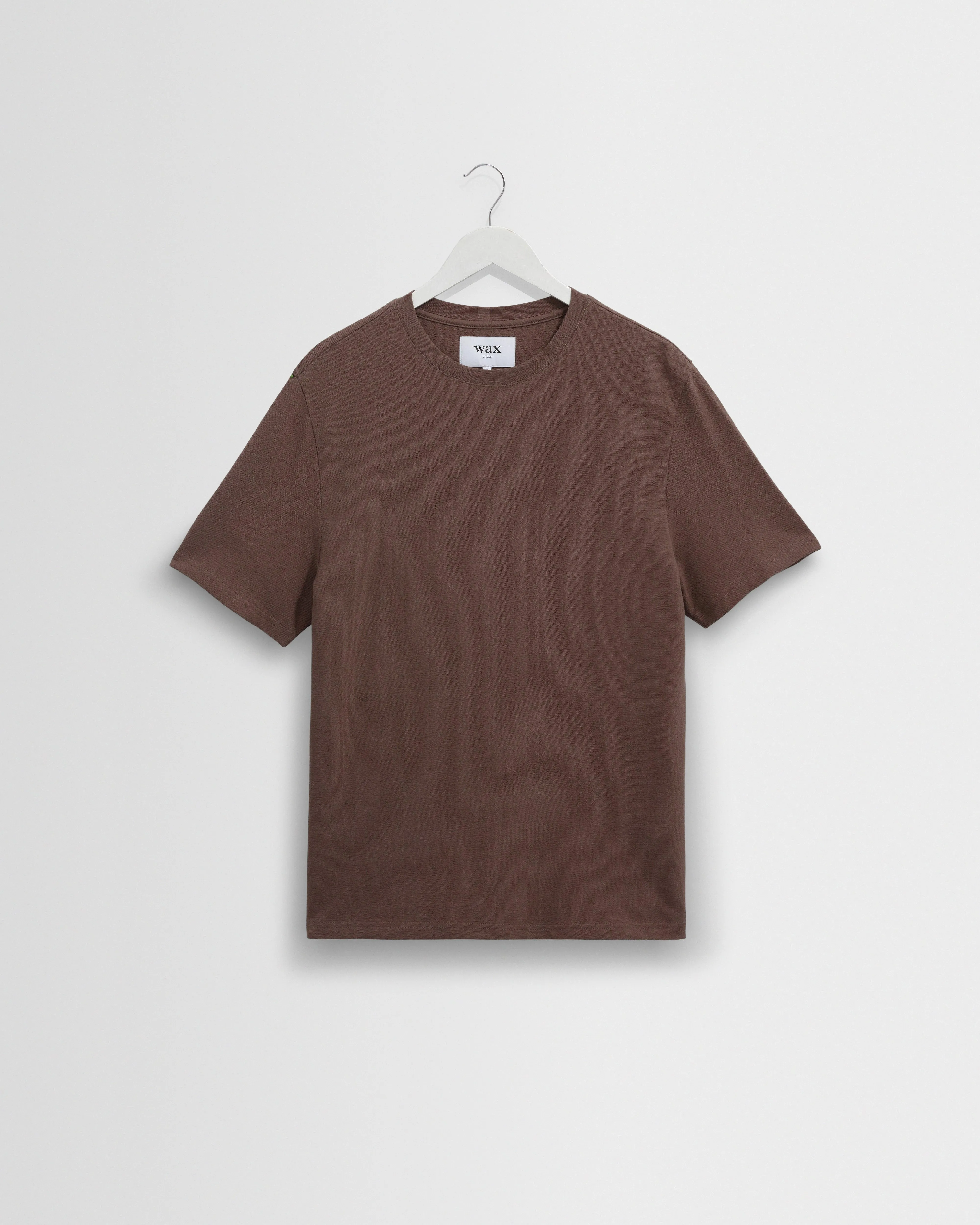Dean - Mid Brown Textured Organic Cotton T-Shirt sold by Wax London