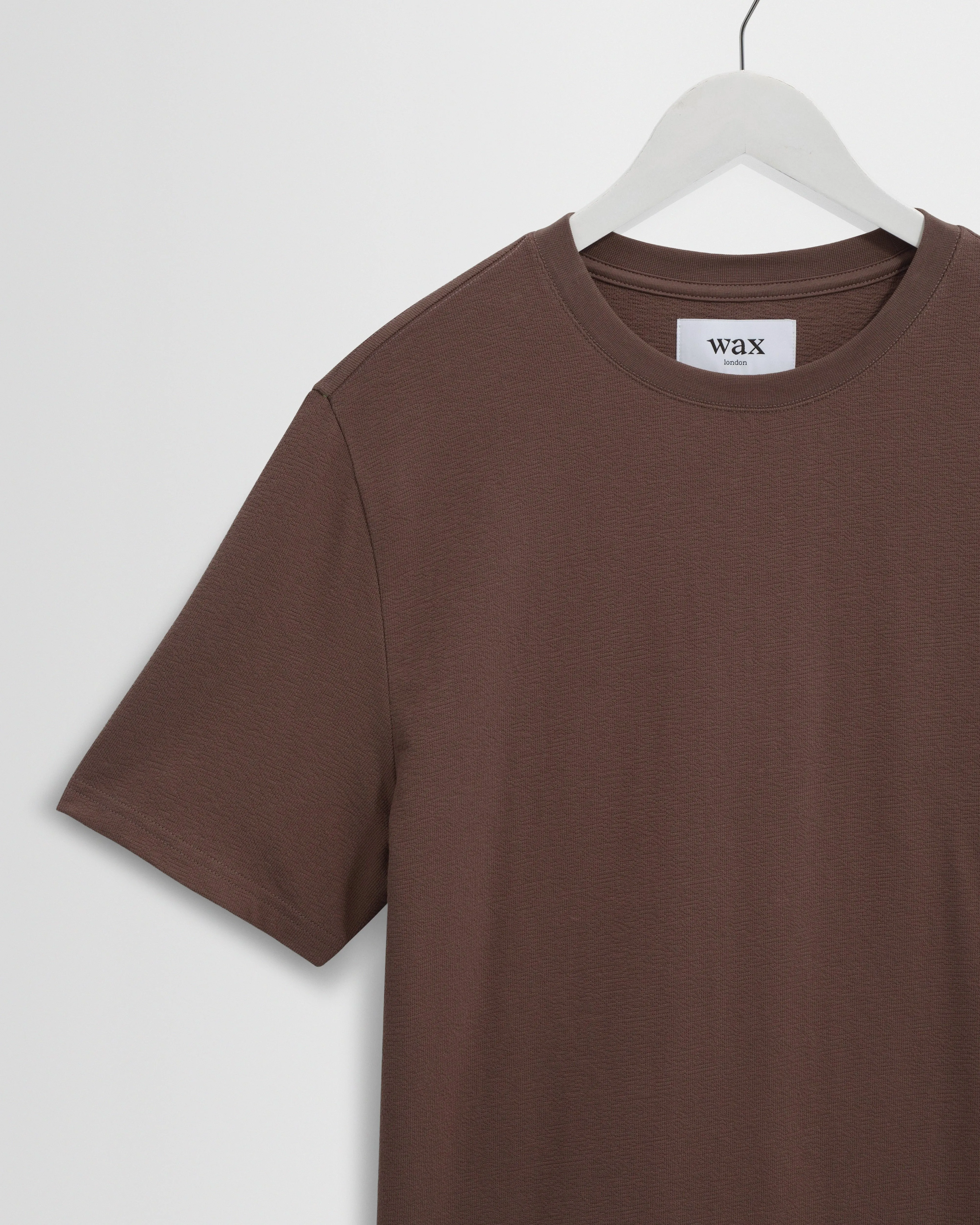 Dean - Mid Brown Textured Organic Cotton T-Shirt sold by Wax London product image thumbnail 2